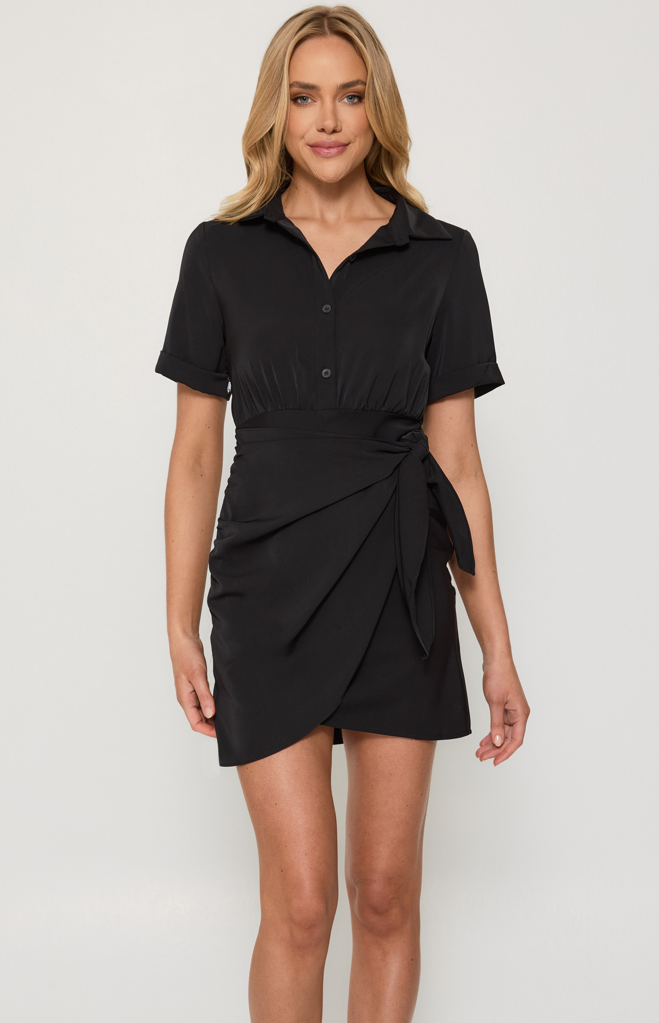 midi shift dress black Fit & Flare Midi Shirt Dress | WorkPartyVacation main image 0