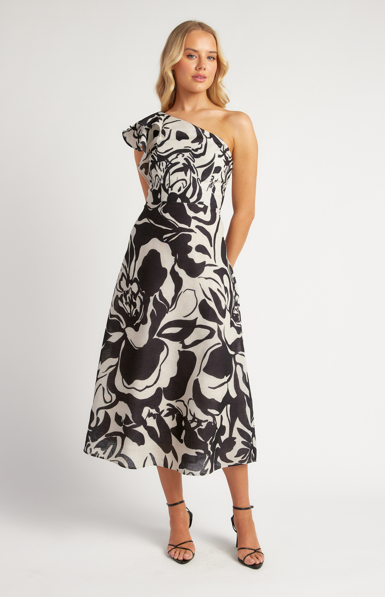 Gradient Floral Print Faux Linen Maxi Dress (SDR1626A) | Style State