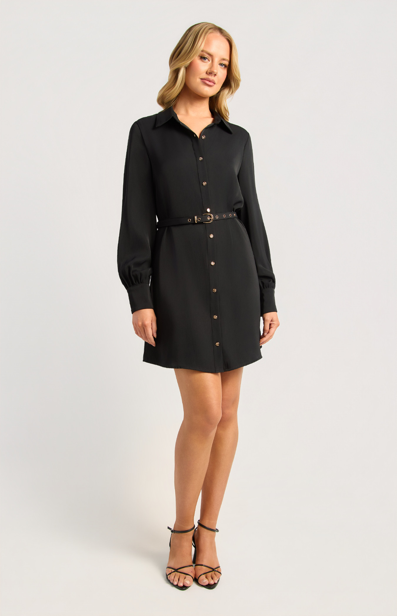 gold button down dress SALE Jessica Bara Tanella Gold Button Collared Mini Dress main image 1