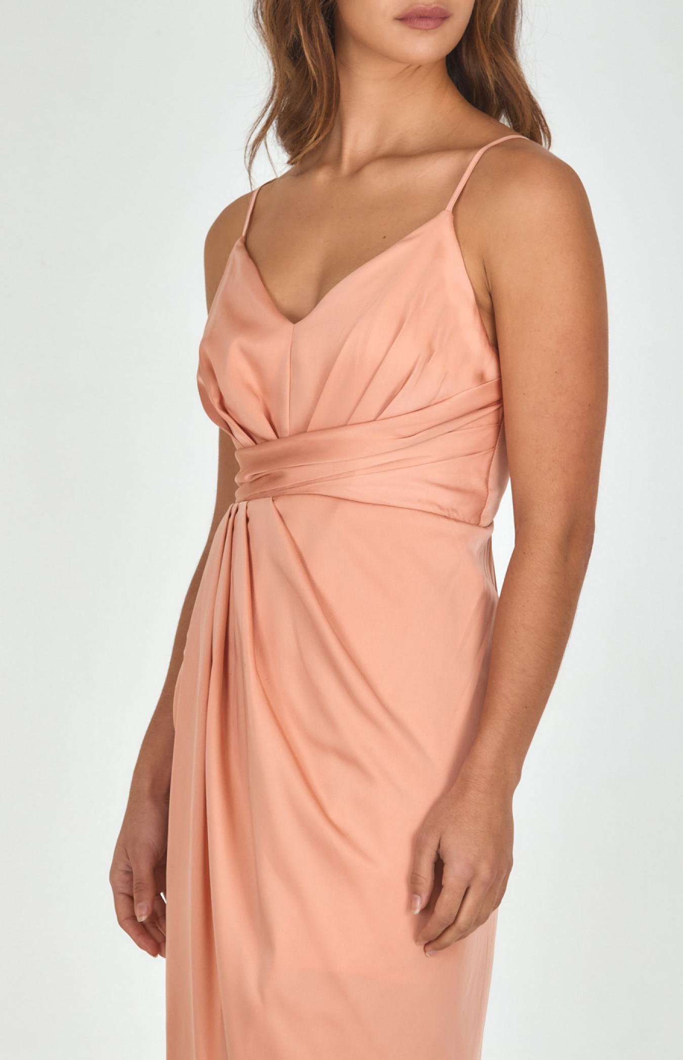 tulip hem bridesmaid dress Tulip Hem Straps Light Grey Midi Bridesmaid Dress  FancyVestido