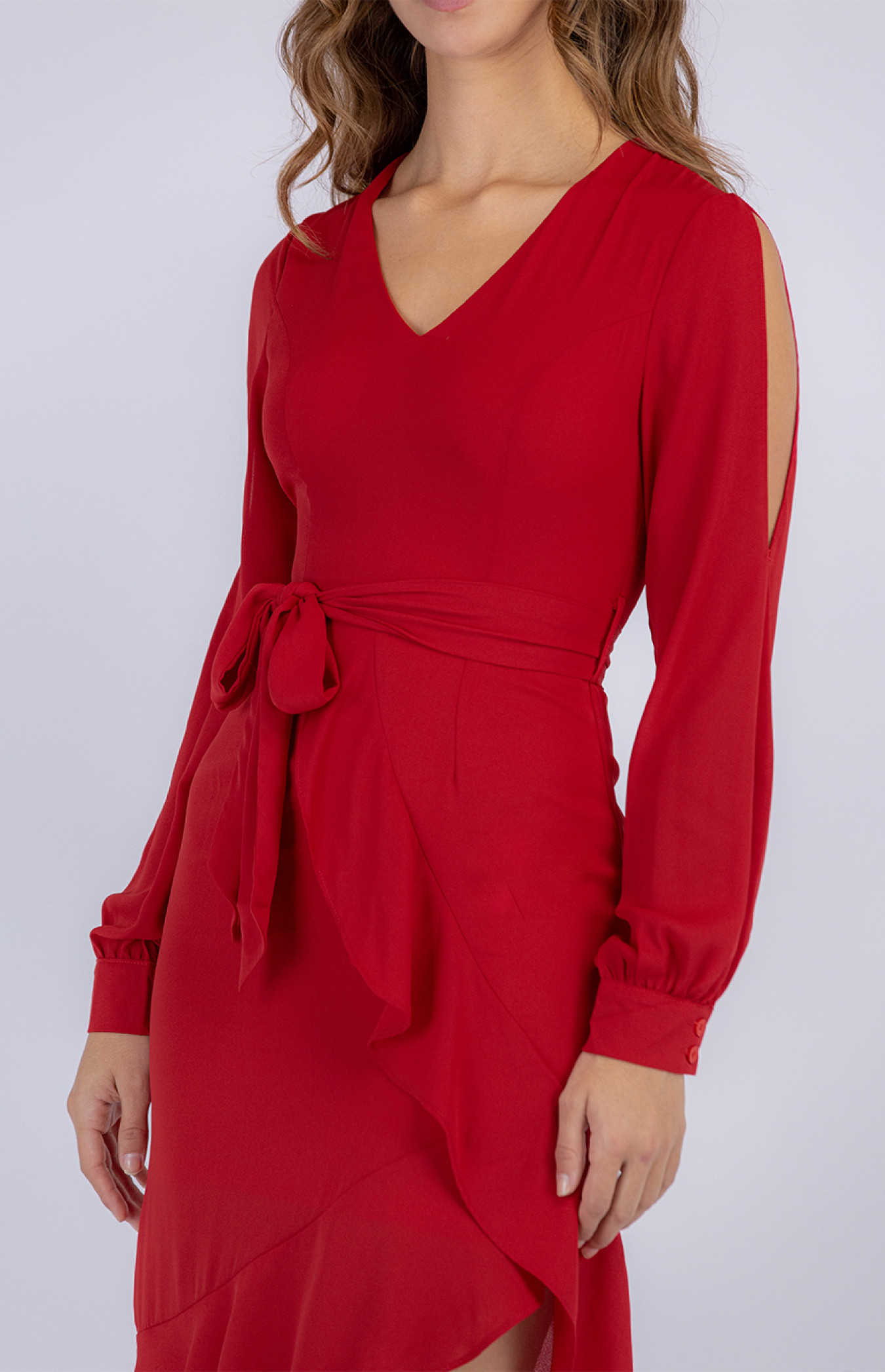 Split Sleeve Dress with Asymmetric Hemline (SDR540-2A) | Style State
