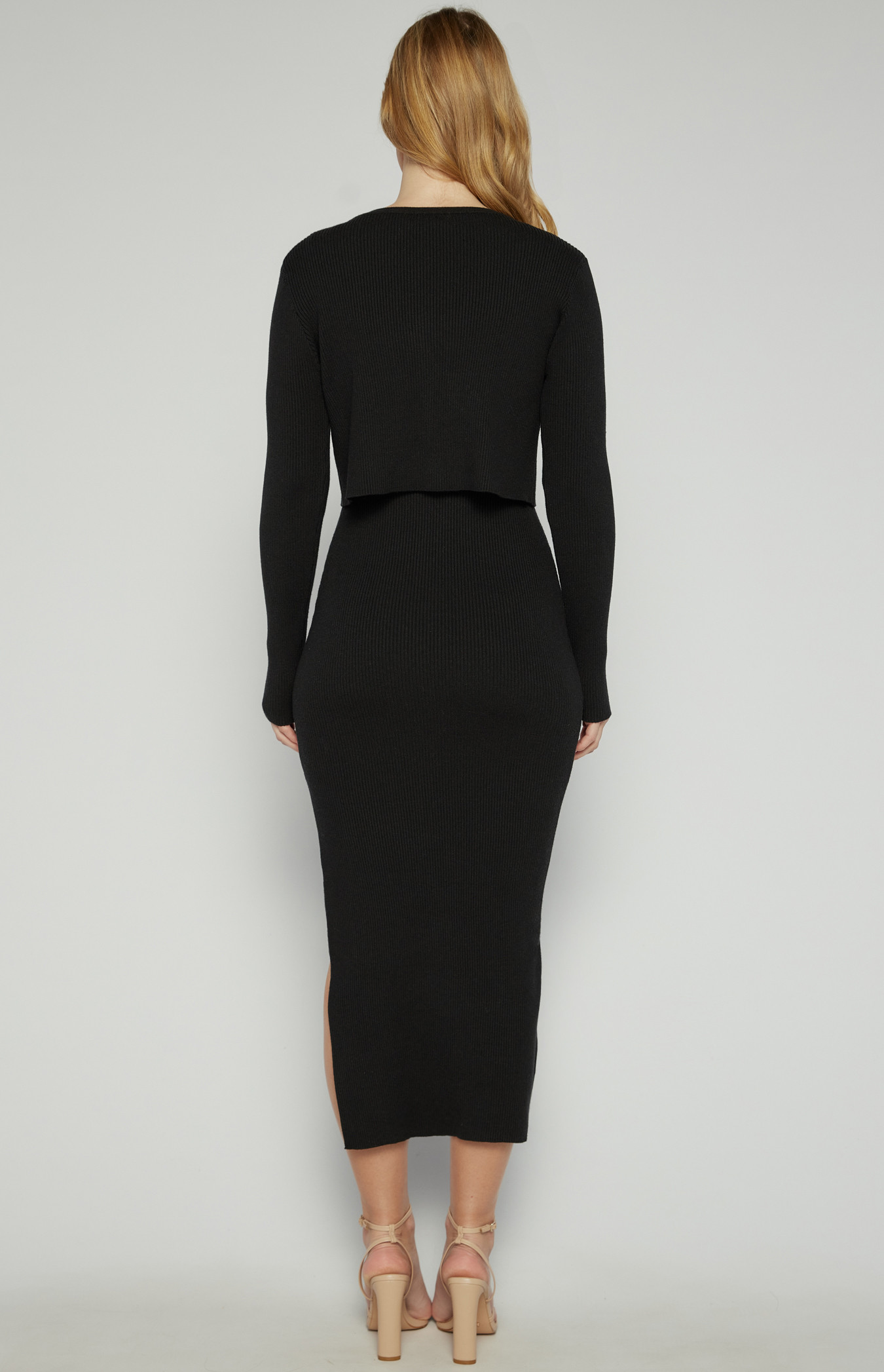 Knit Midi Dress with Matching Cardigan Set (SKN834) | Style State