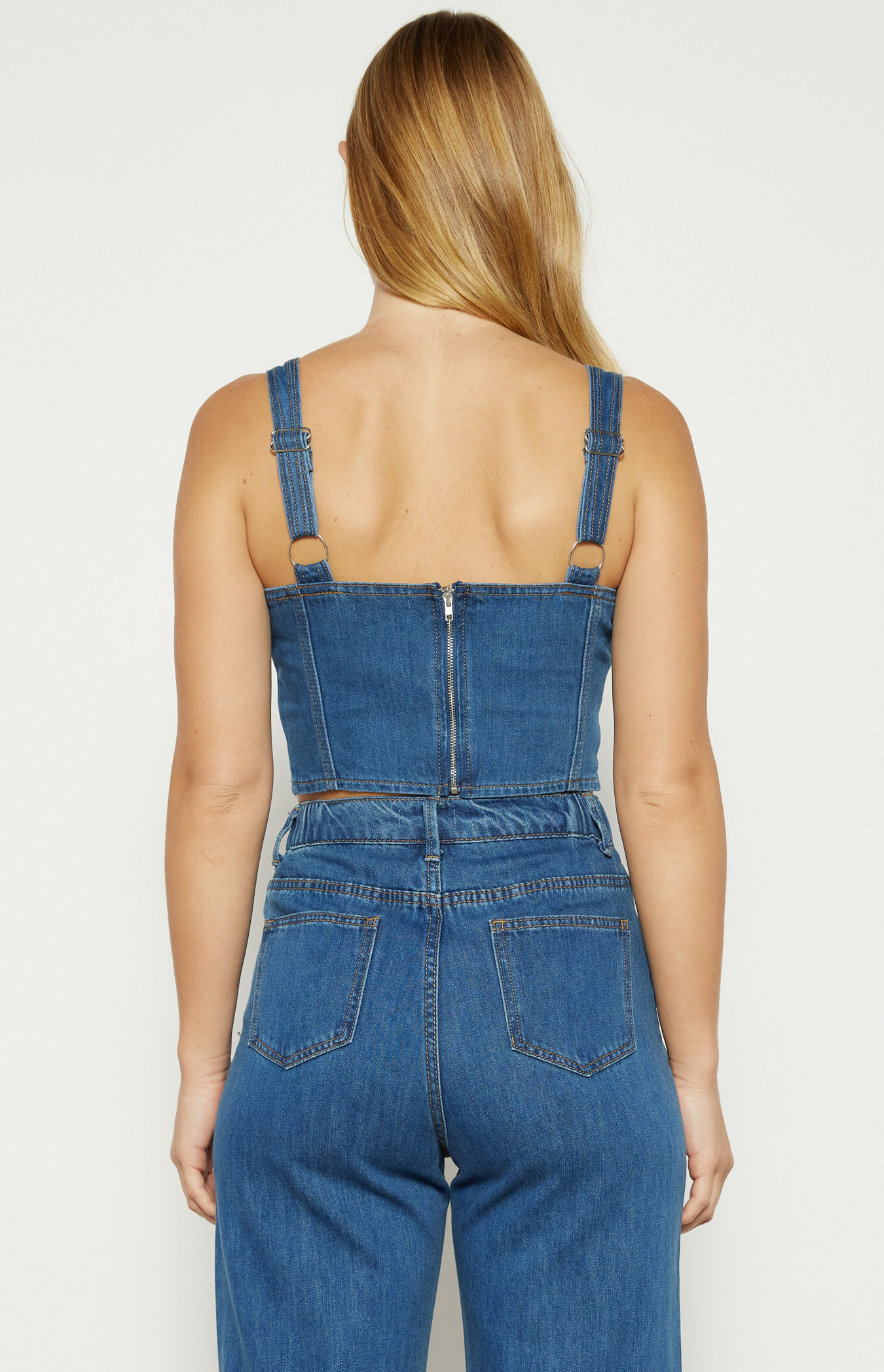 Front Panel Detail Denim Top with Adjustable Straps (WDM610