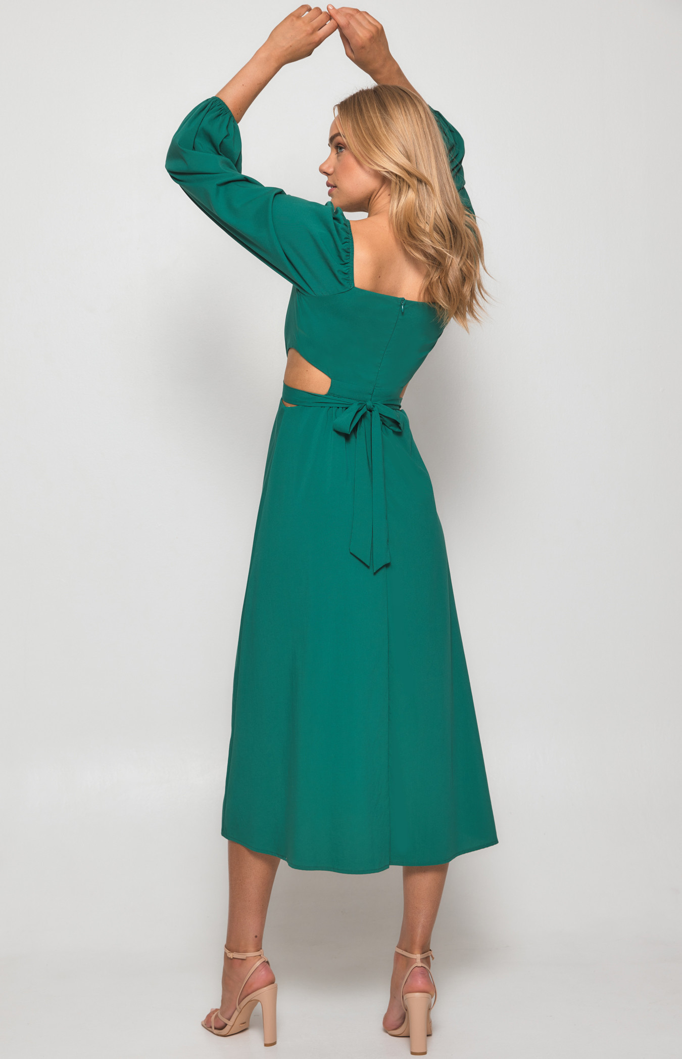 cut out elastic waist maxi dress Drawstring Ruched Bust Cut Out Waist Padded Cami Maxi Dress
