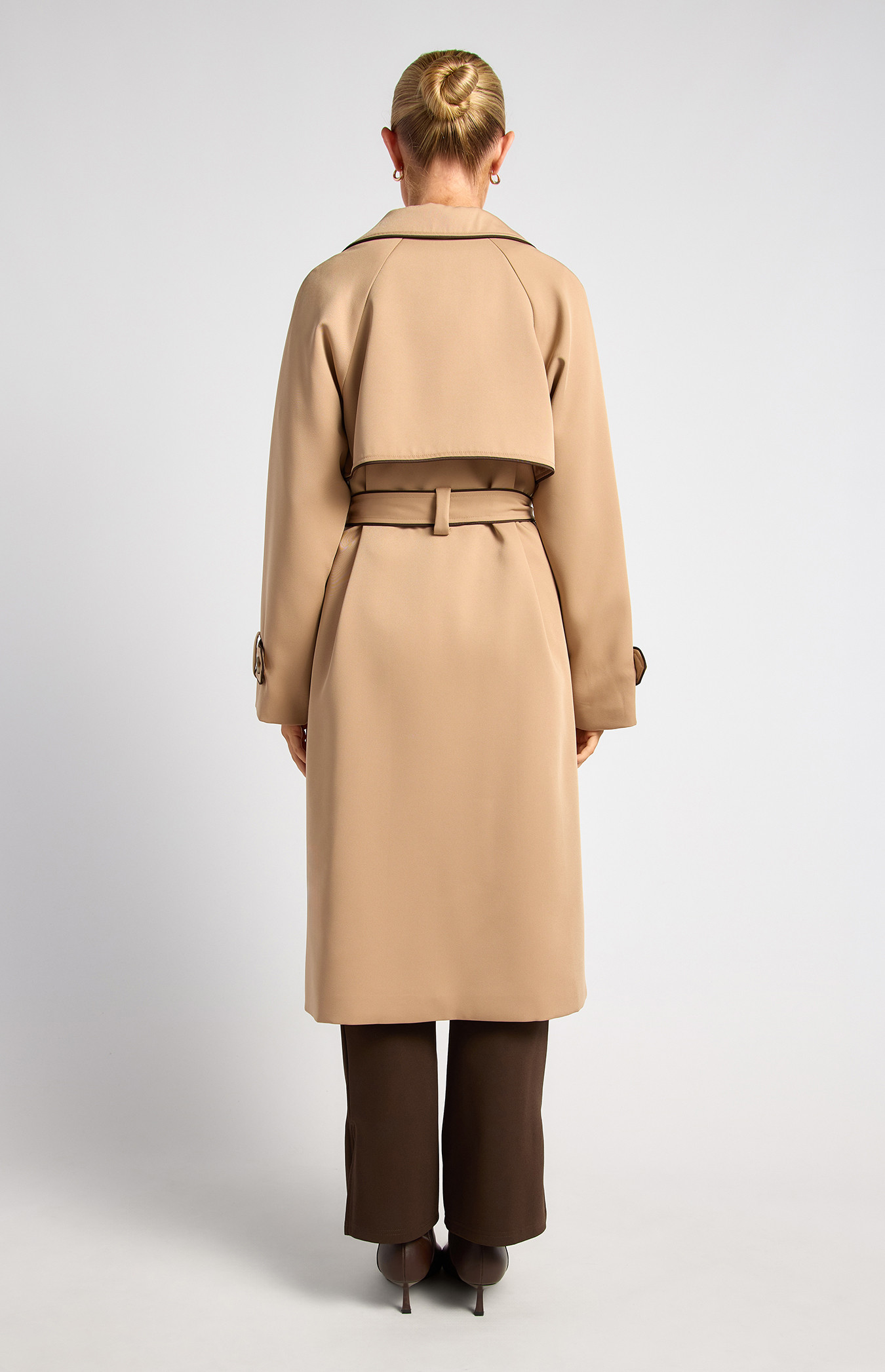 Contrast Binding Longline Trench Coat (WJT217B) | Style State
