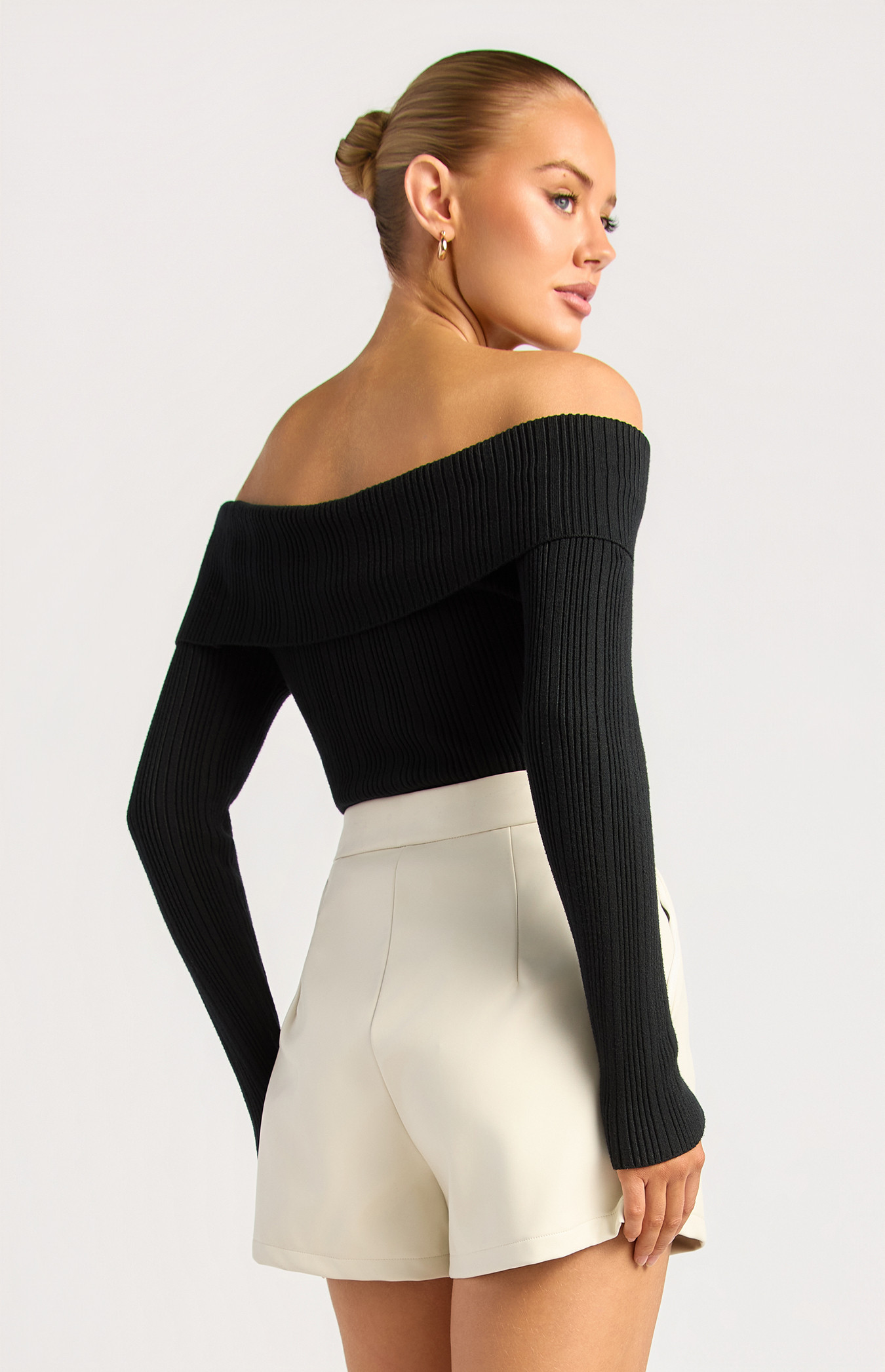 Off Shoulder Unbuttoned Neckline Detail Knit Top (WKN857) | Style