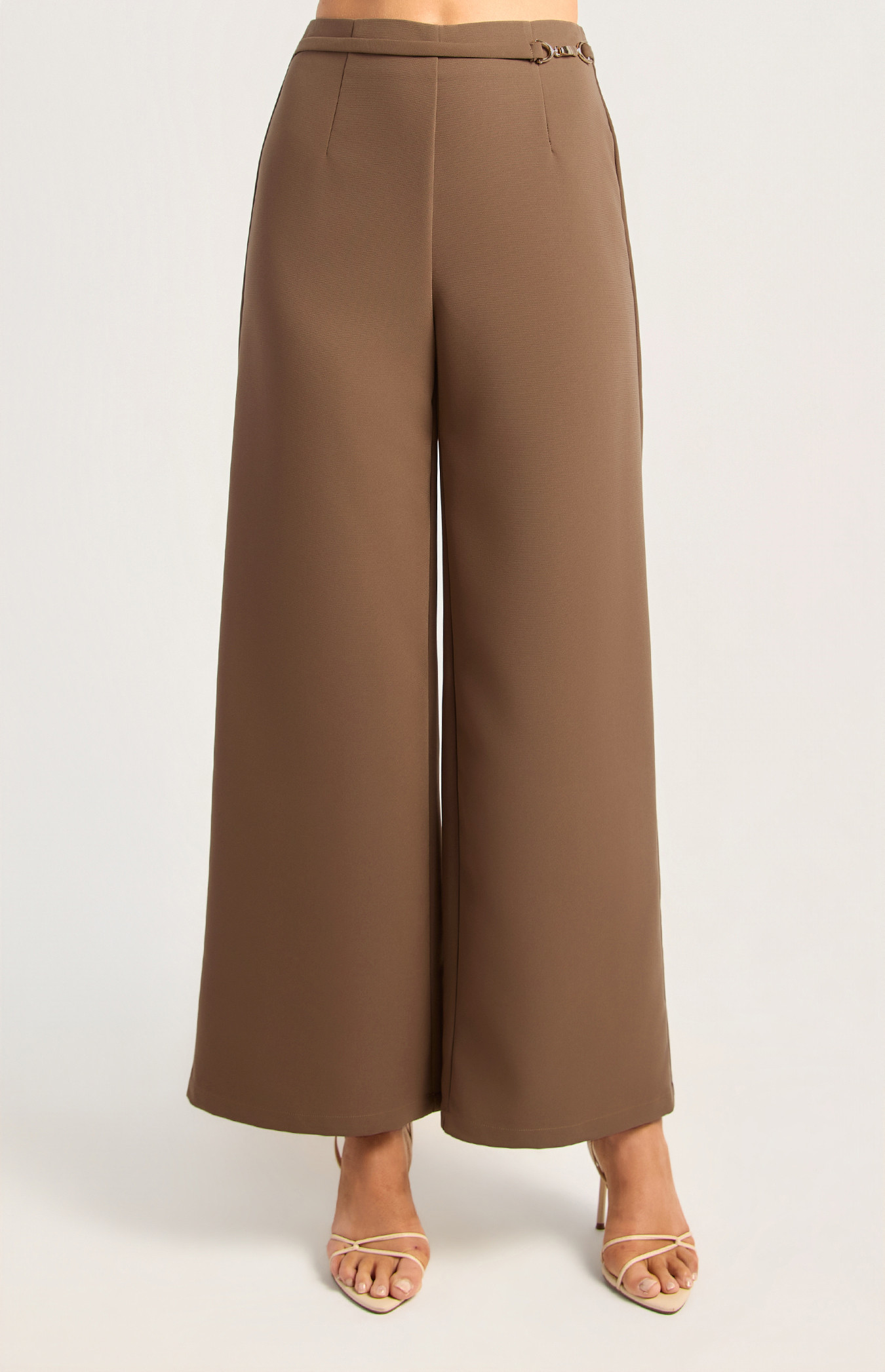 High Waisted Pant With Gold Buckle Detail (WPA358B)