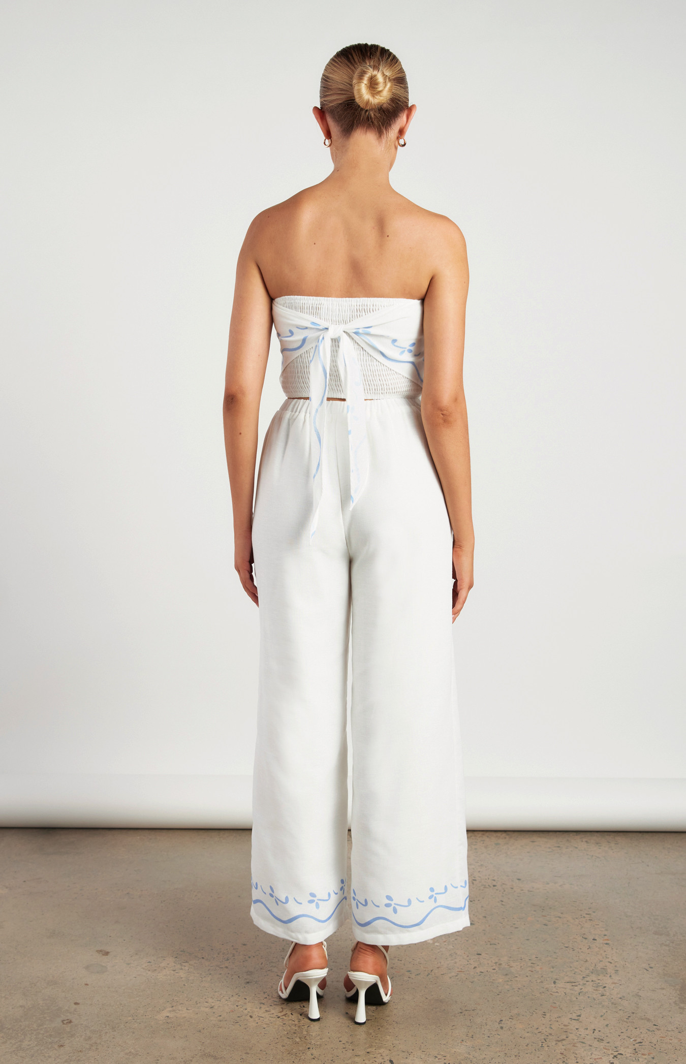 Embroidered Scarf Scarf Top Set AMIGAN SCARF TOP PANT SET -WHITE