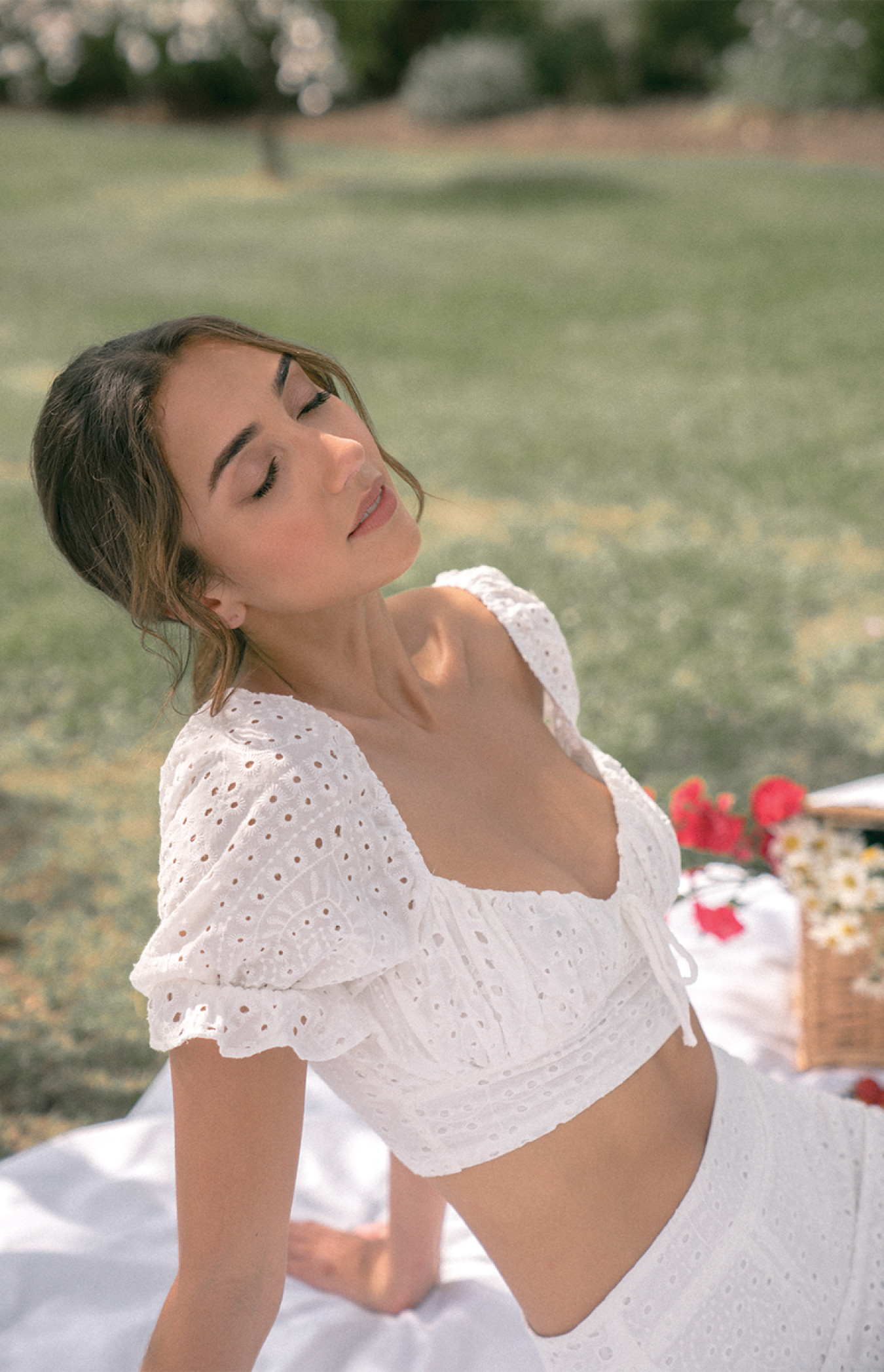 Cotton Embroidered Set with Top and Skirt (SSE353A)