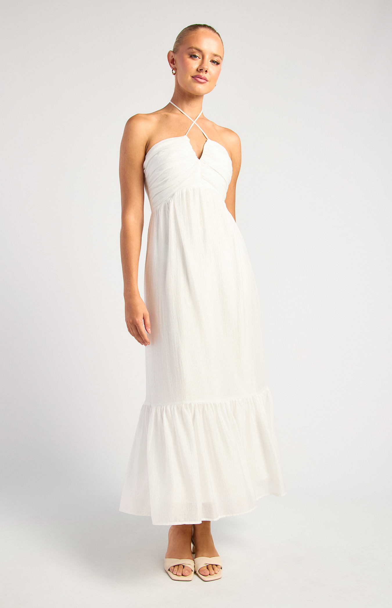 Multiway Halter Neckline Tiered Hem Dress (SDR1889A)