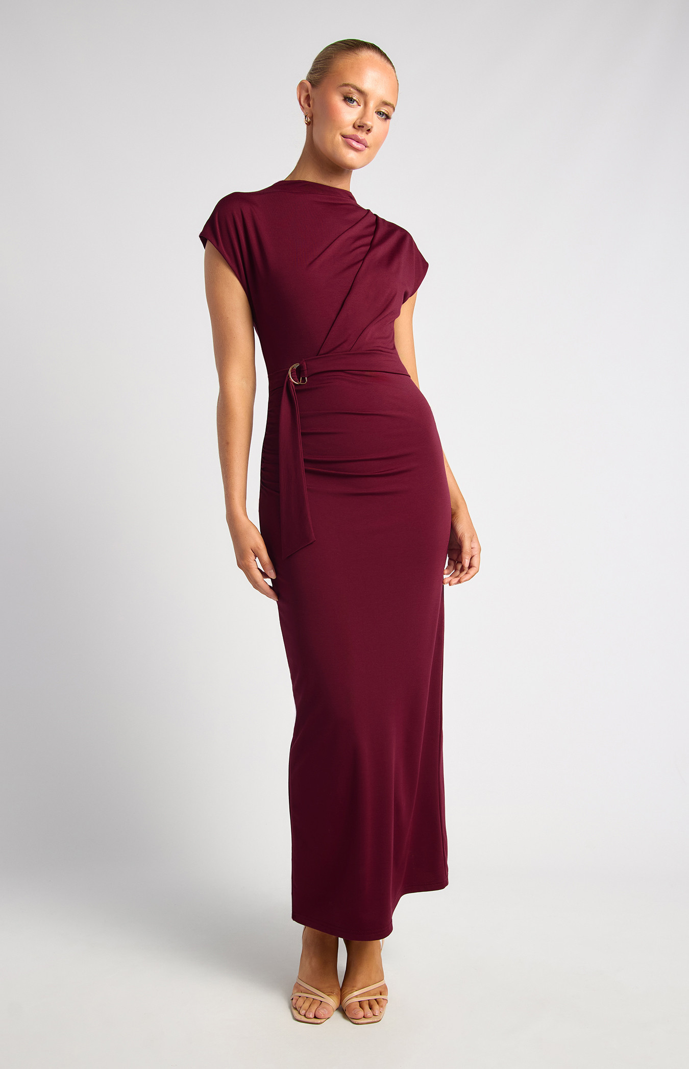 Cap Sleeves With D-Ring Buckle Jersey Dress (SDR1941A)