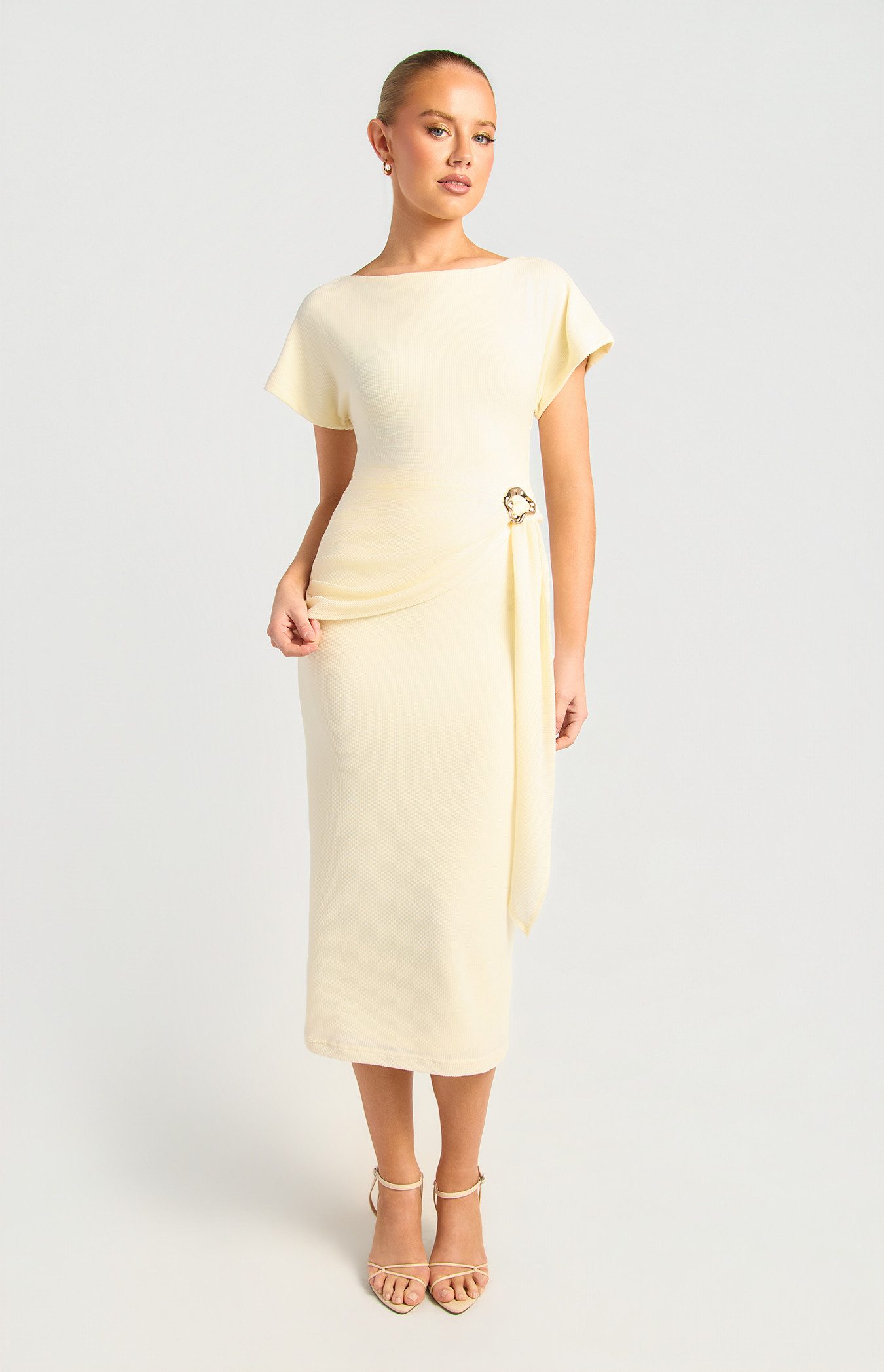 Textured Jersey Dress With Ruched And Sash Detail (SDR1969B)