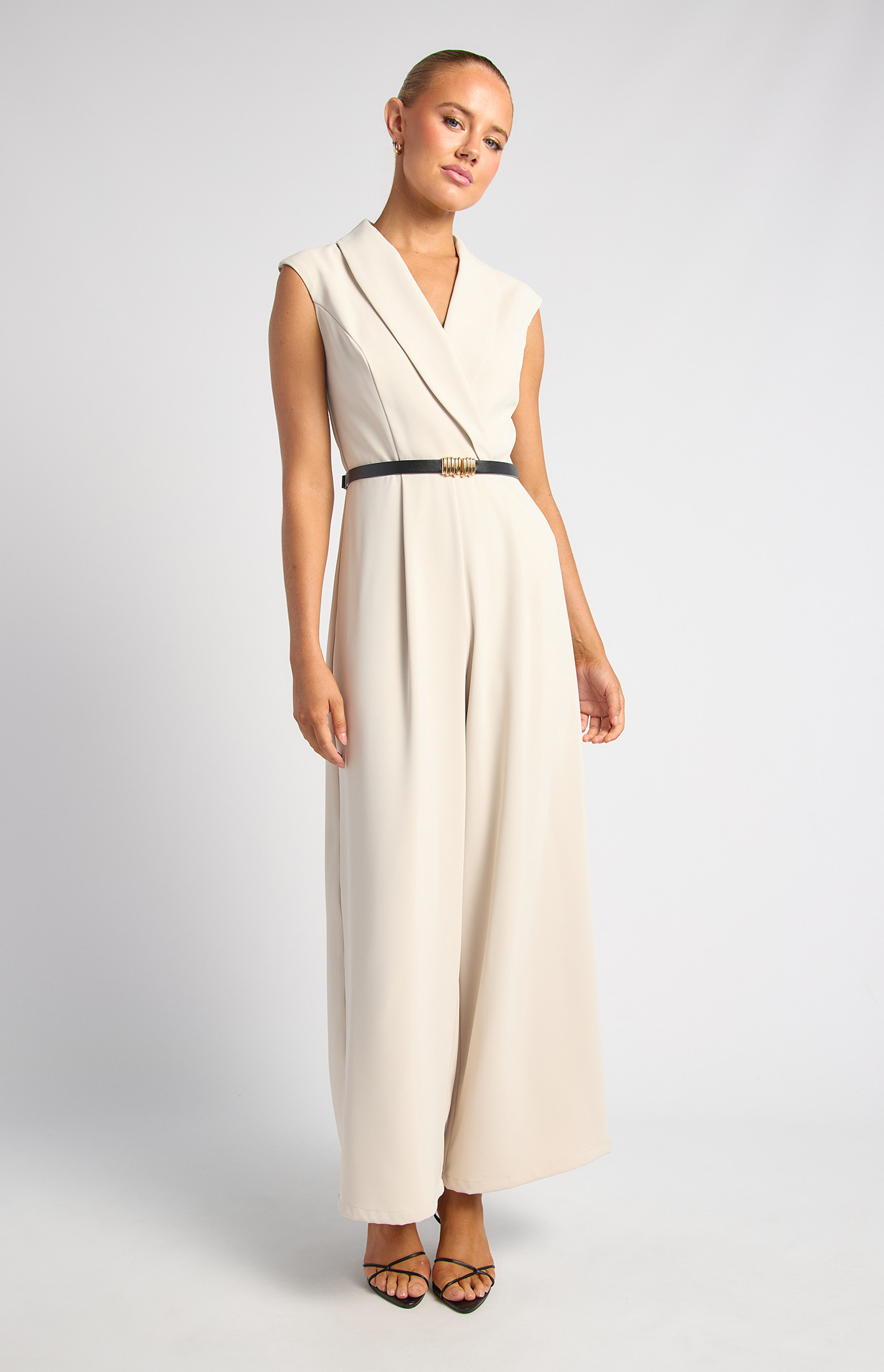 Cap Sleeves Curved Collar Jumpsuit (SJP612-2A)