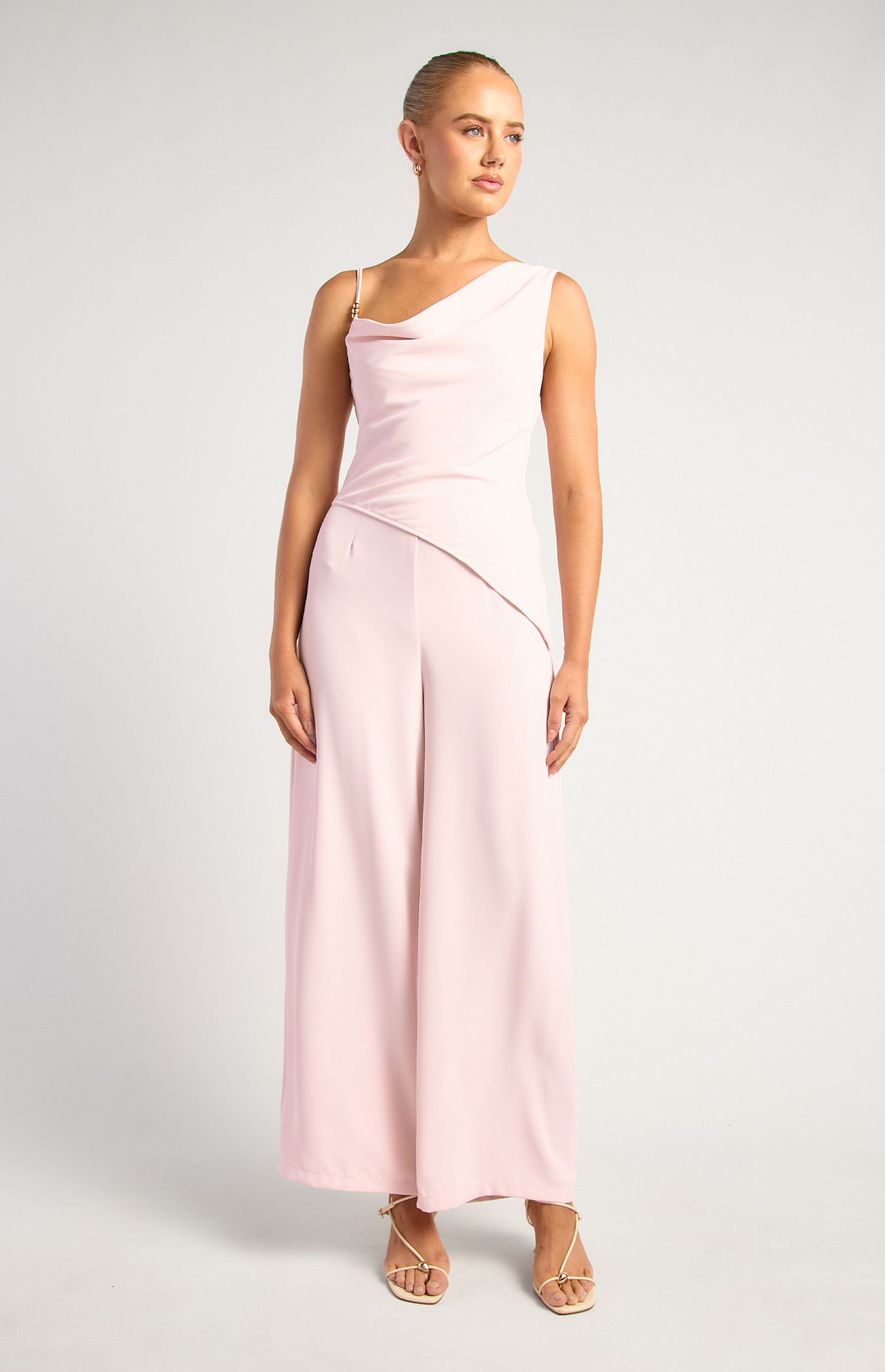 Cowl Neckline Asymmetric Detail Jumpsuit (SJP620A)