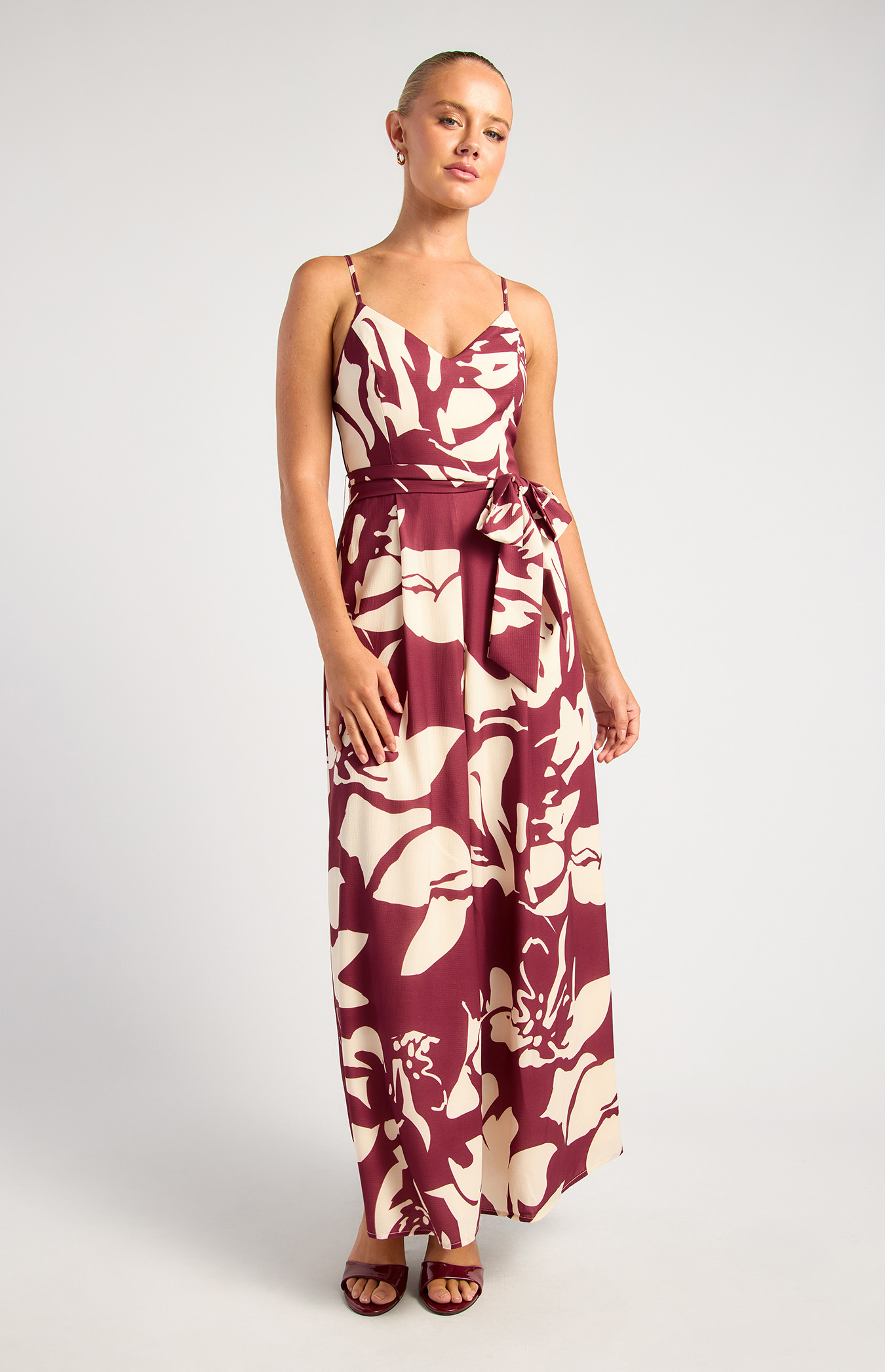 Floral Print Wide Leg And Pockets Detail Jumpsuit (SJP627A)