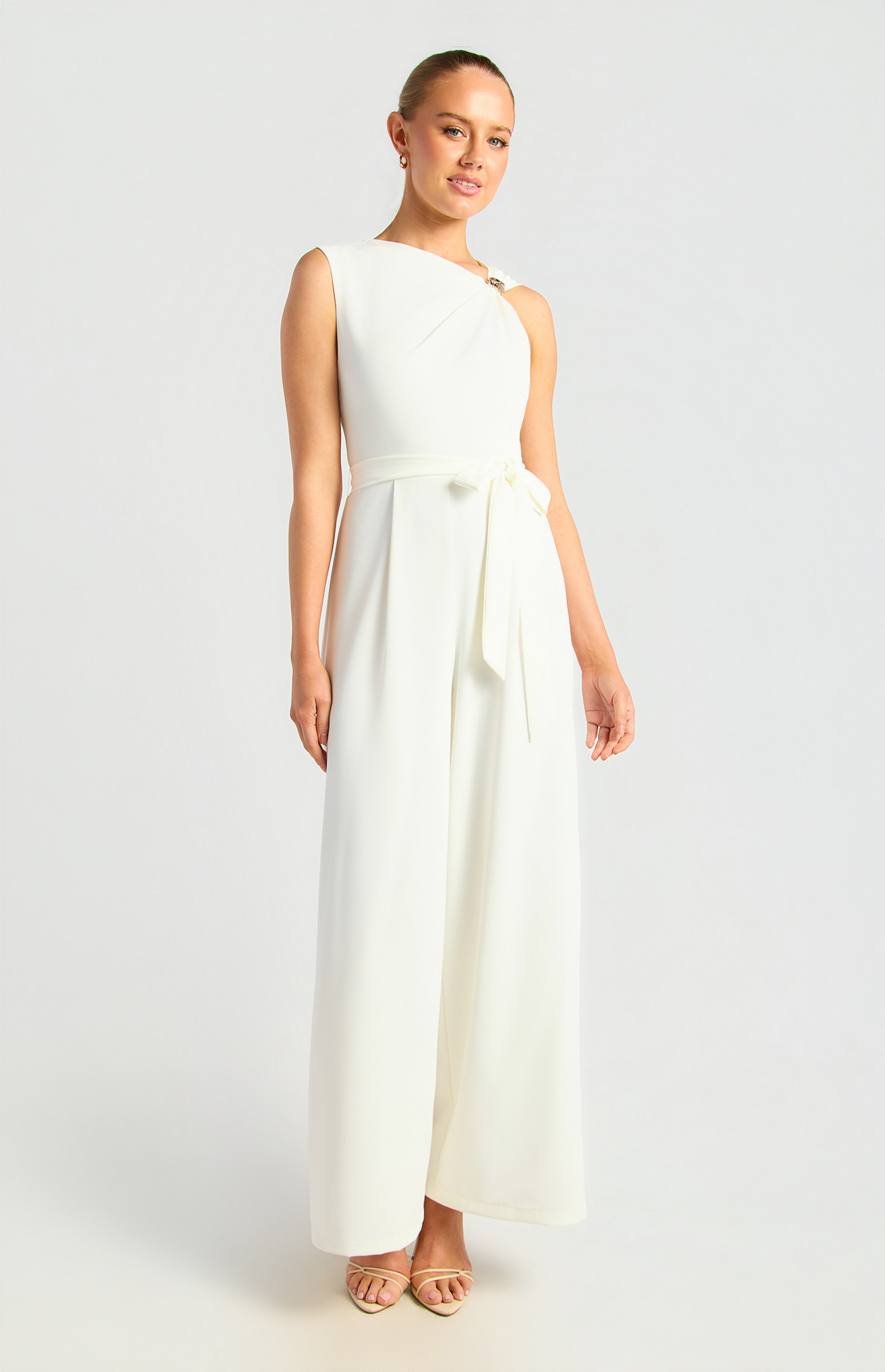 Front Pleat Jumpsuit With Gold Buckle Detail (SJP630A)