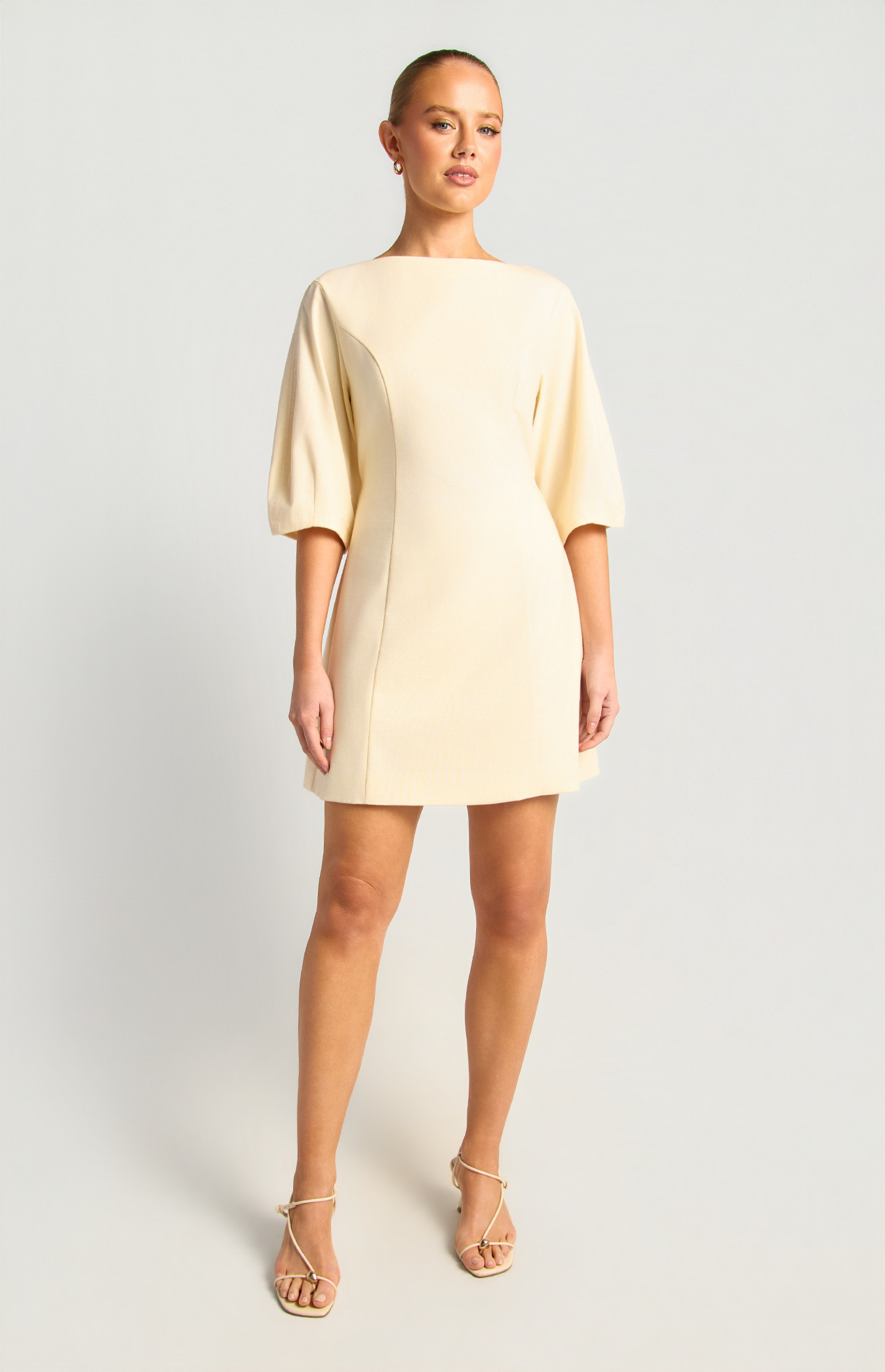 Barrel Sleeve Dress With Waist Tie Detail (SDR1968B)