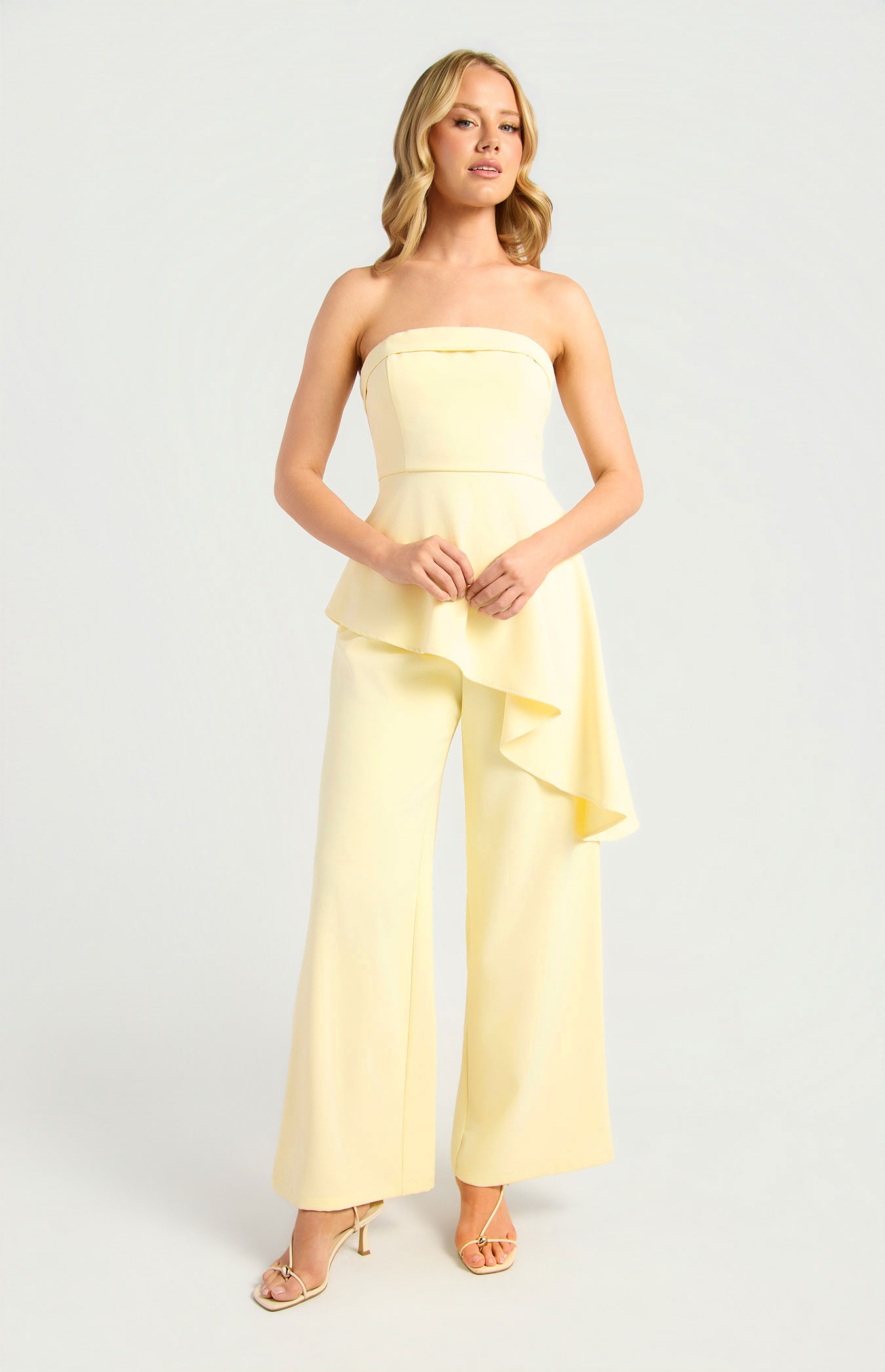Asymmetric Hem Strapless Top And Pants Set (SSE615A)