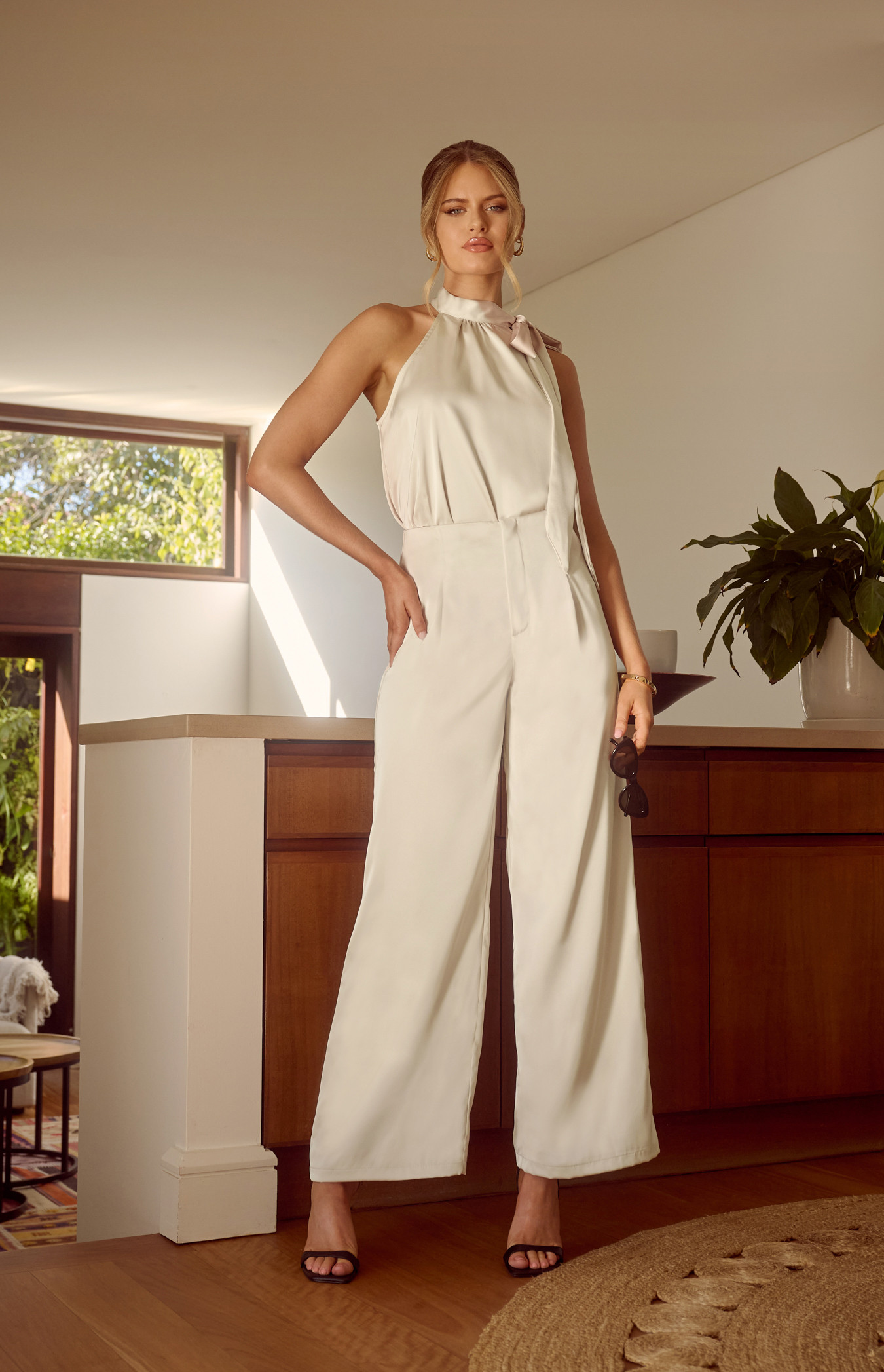 High Waisted Satin Pants (SPA473B)