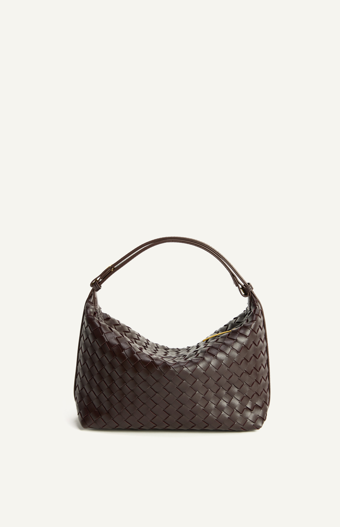 Woven Vegan Leather Adjustable Shoulder Bag with Gold Hardware and Rivets (WBG193)