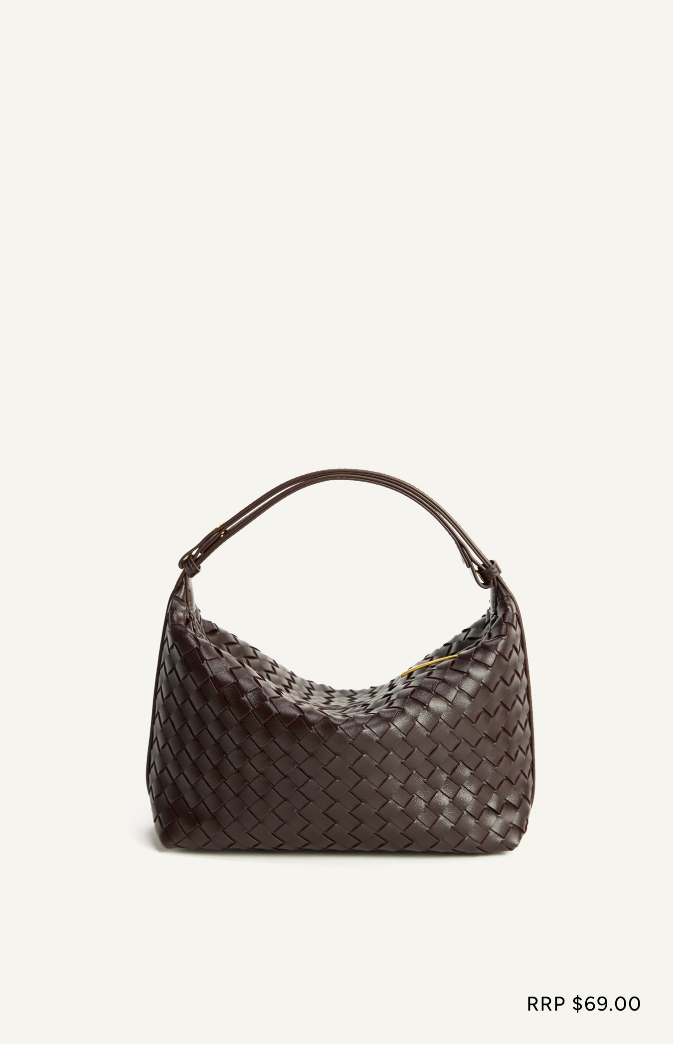 Woven Vegan Leather Adjustable Shoulder Bag with Gold Hardware and Rivets (WBG193)