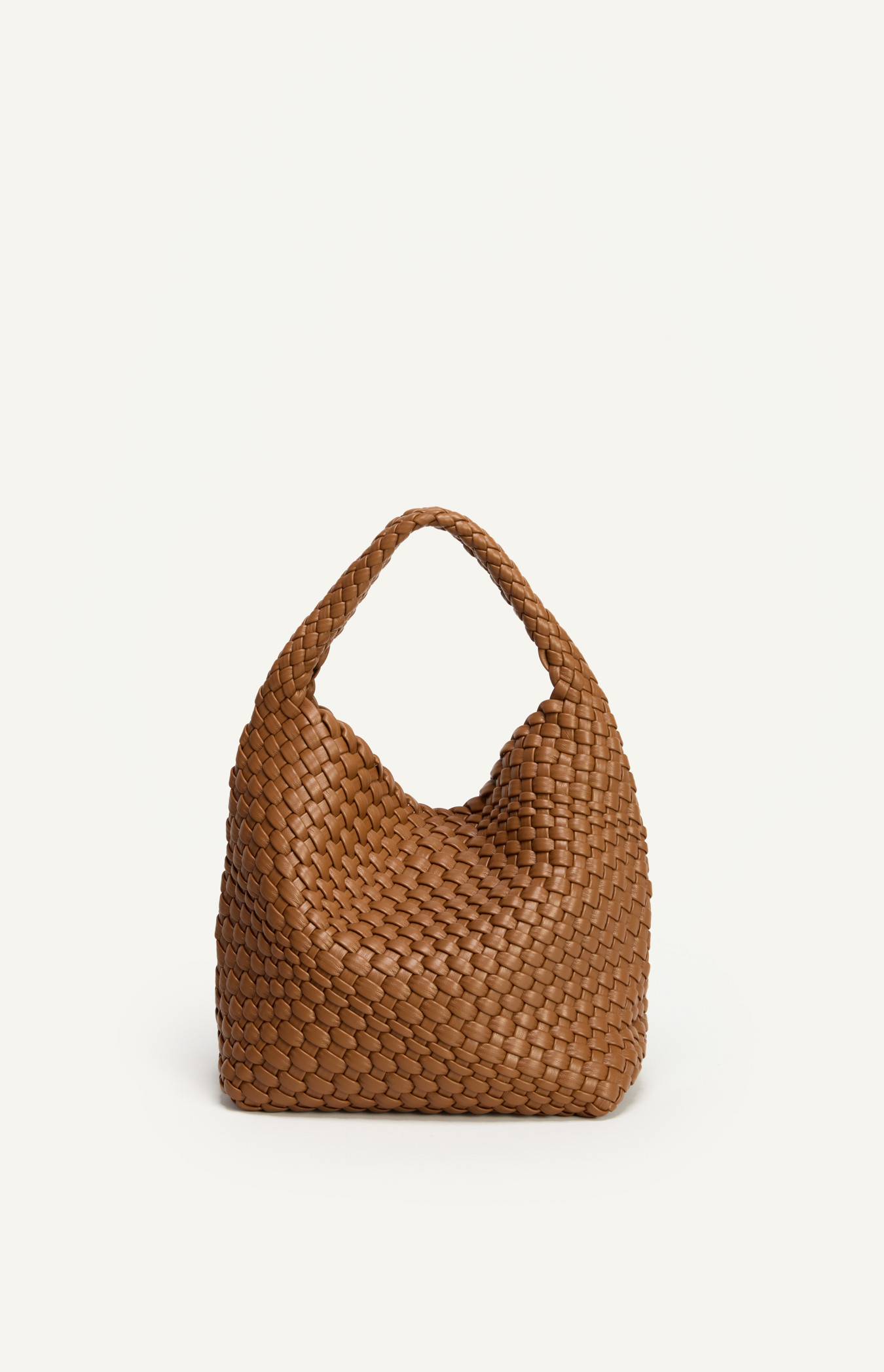 Woven Vegan Leather Handle Bag With Woven Pouch - ANGIE HANDLE BAG (WBG211)