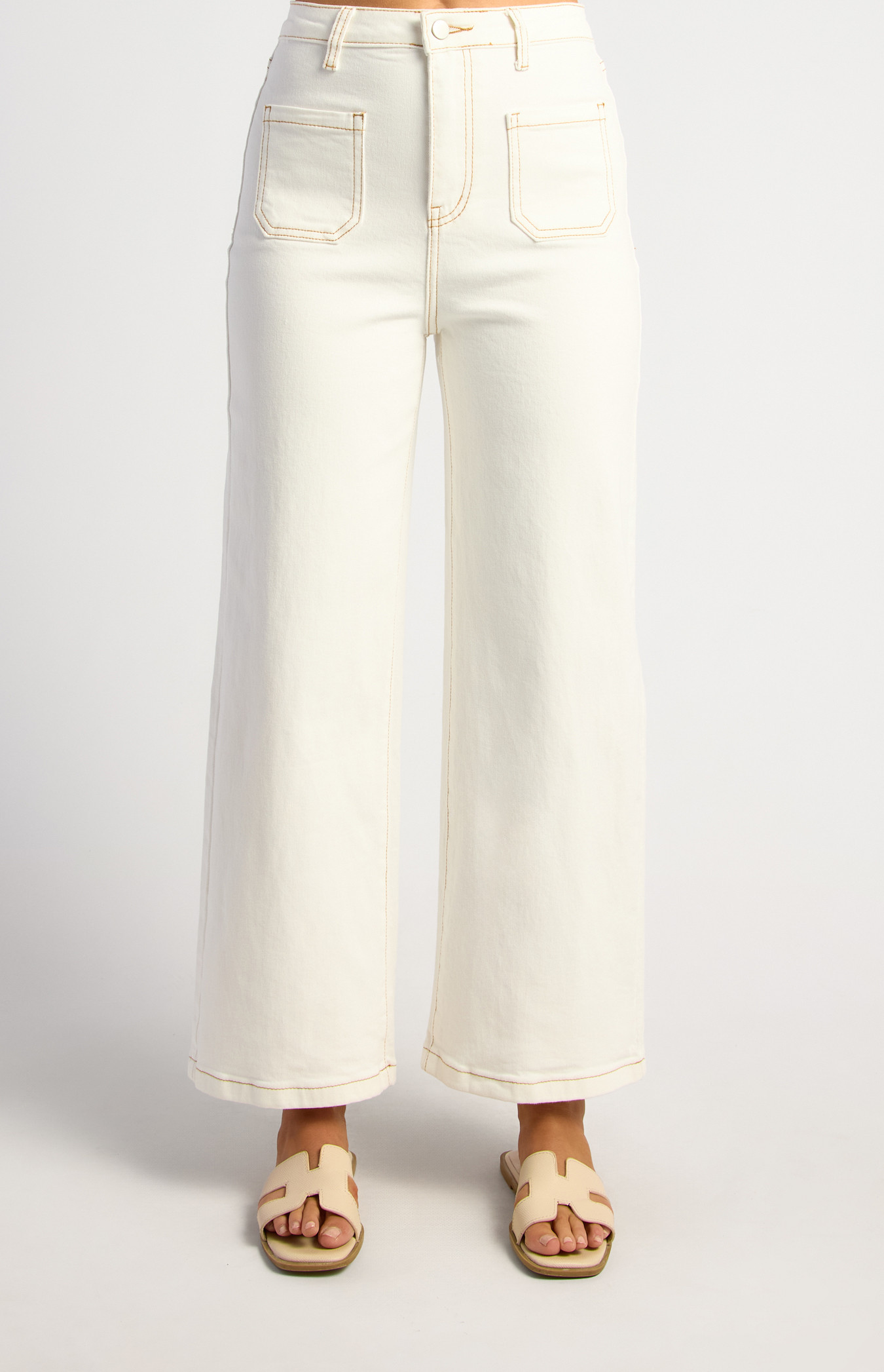 Patch Pocket Detail Contrast Stitching Jeans (WDM344)