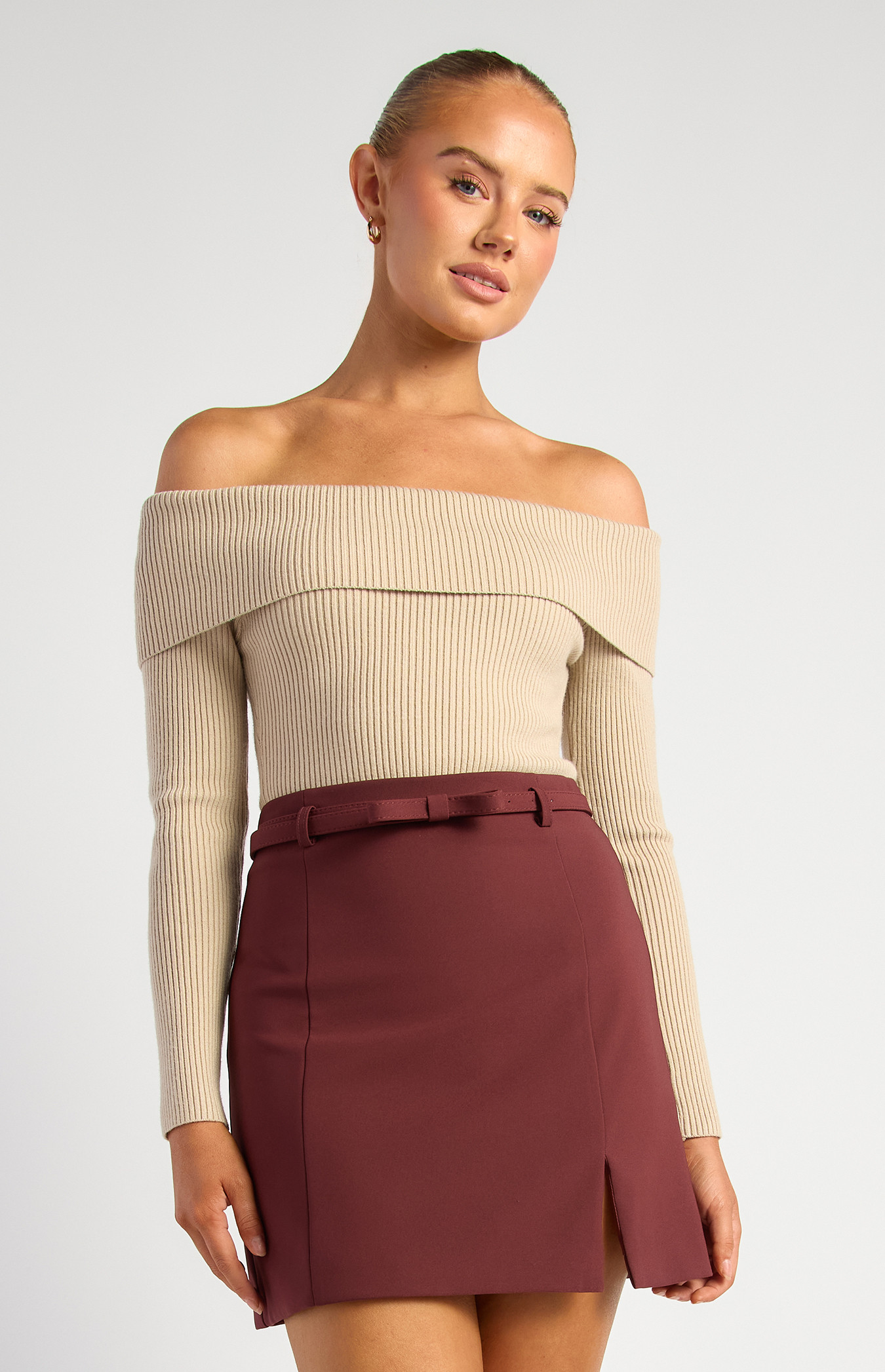 Off the Shoulder Knit Bodysuit (WKN656)