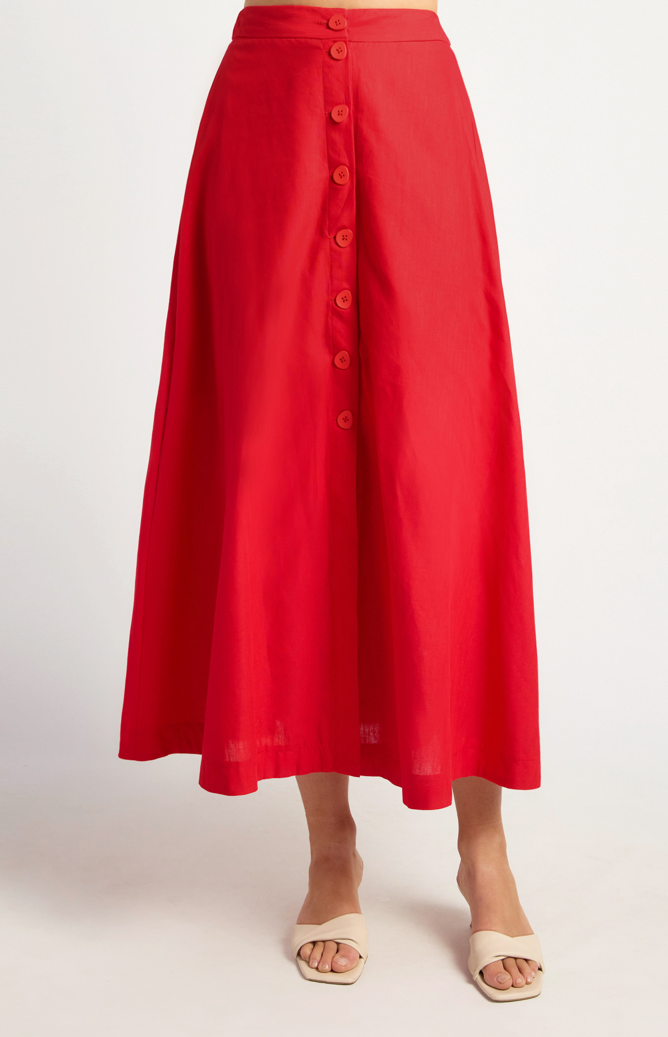 Button Details Skirt With Elastic Back (WSK270B)