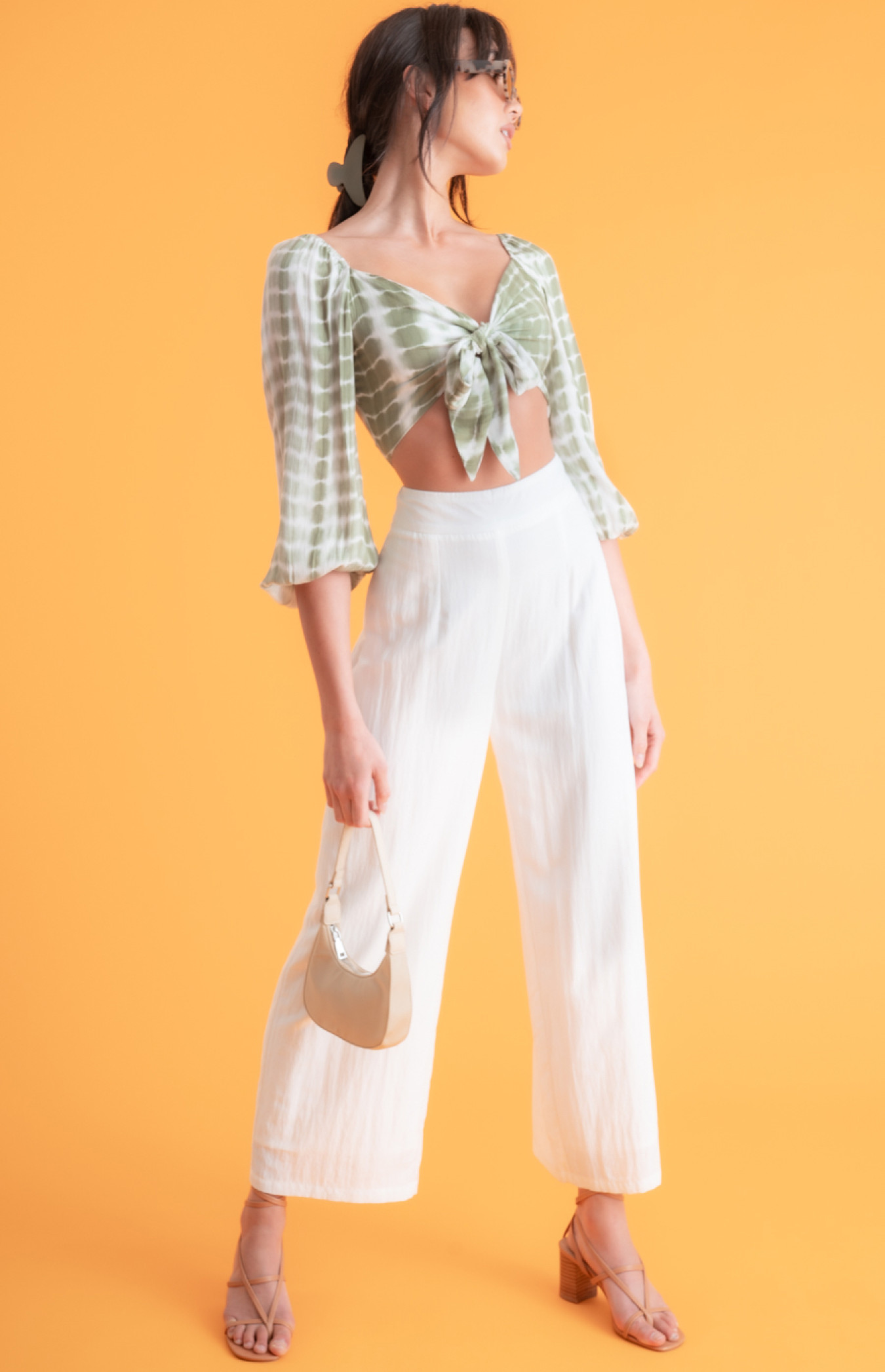 Textured Set with Tie Front Top & Pants (WSE255A) 