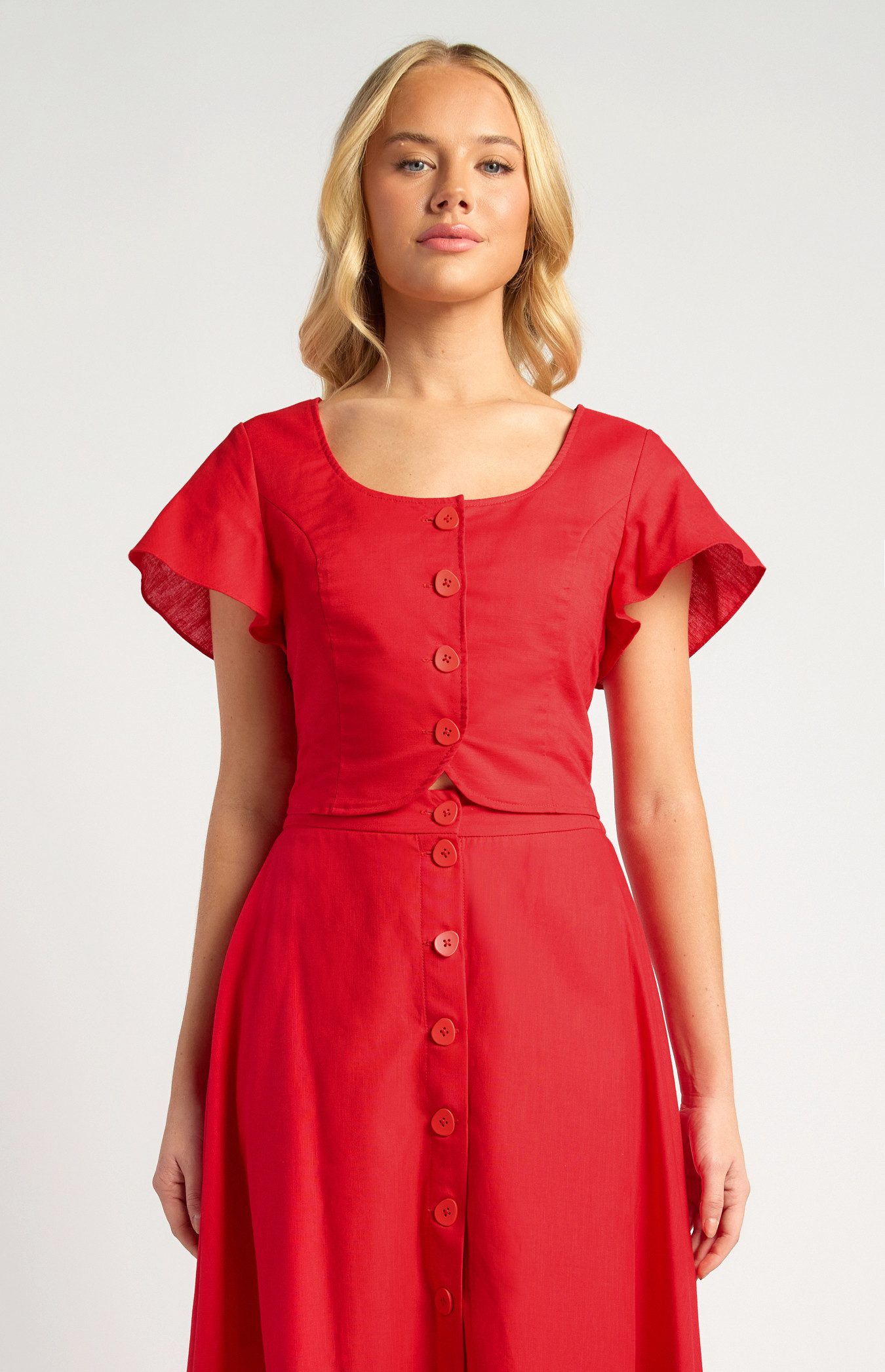 Butterfly Sleeves Panel Details Top (WTO669B)