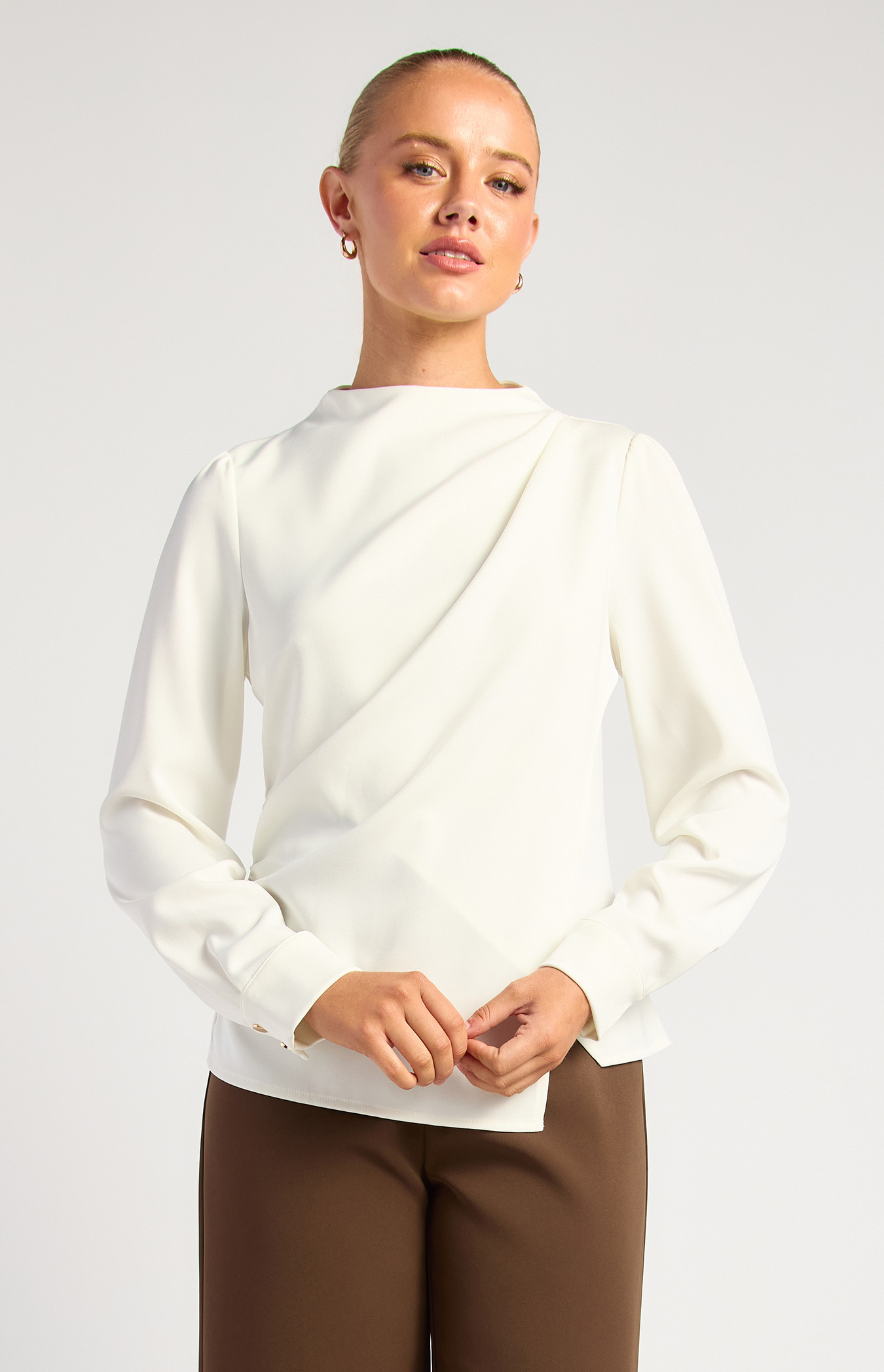 Layered Asymmetrical Hem Detail Blouse (WTO790B)