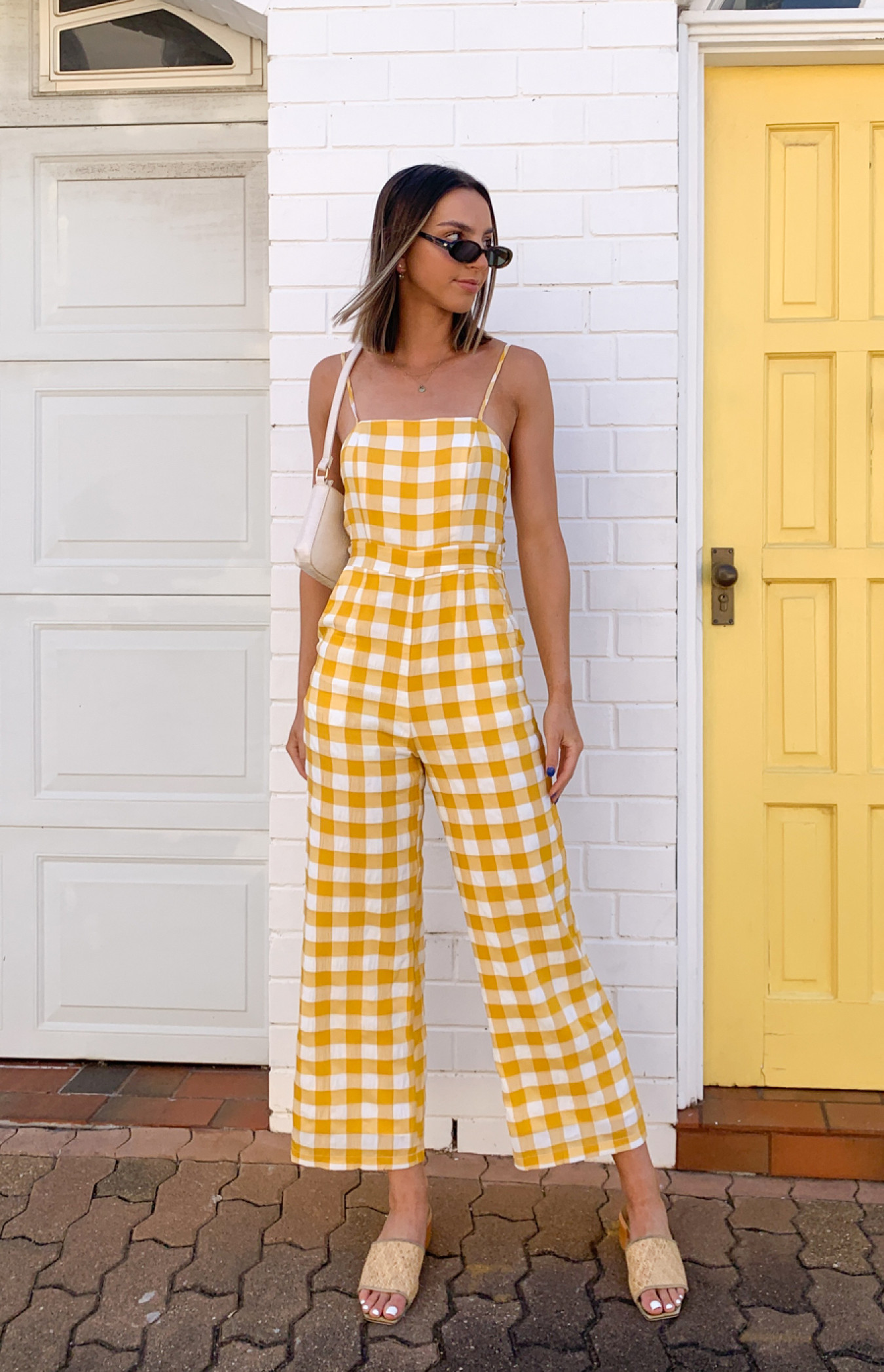 Checkered Jumpsuit with Tie Back Detail (WJP215A)