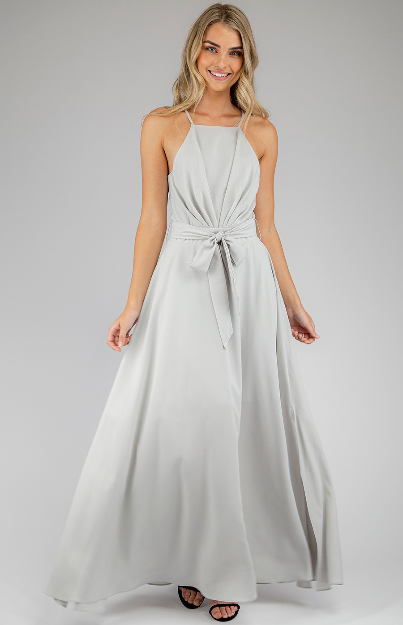 Halter Maxi with Pleated Front Detail (ADR974B) | Style State
