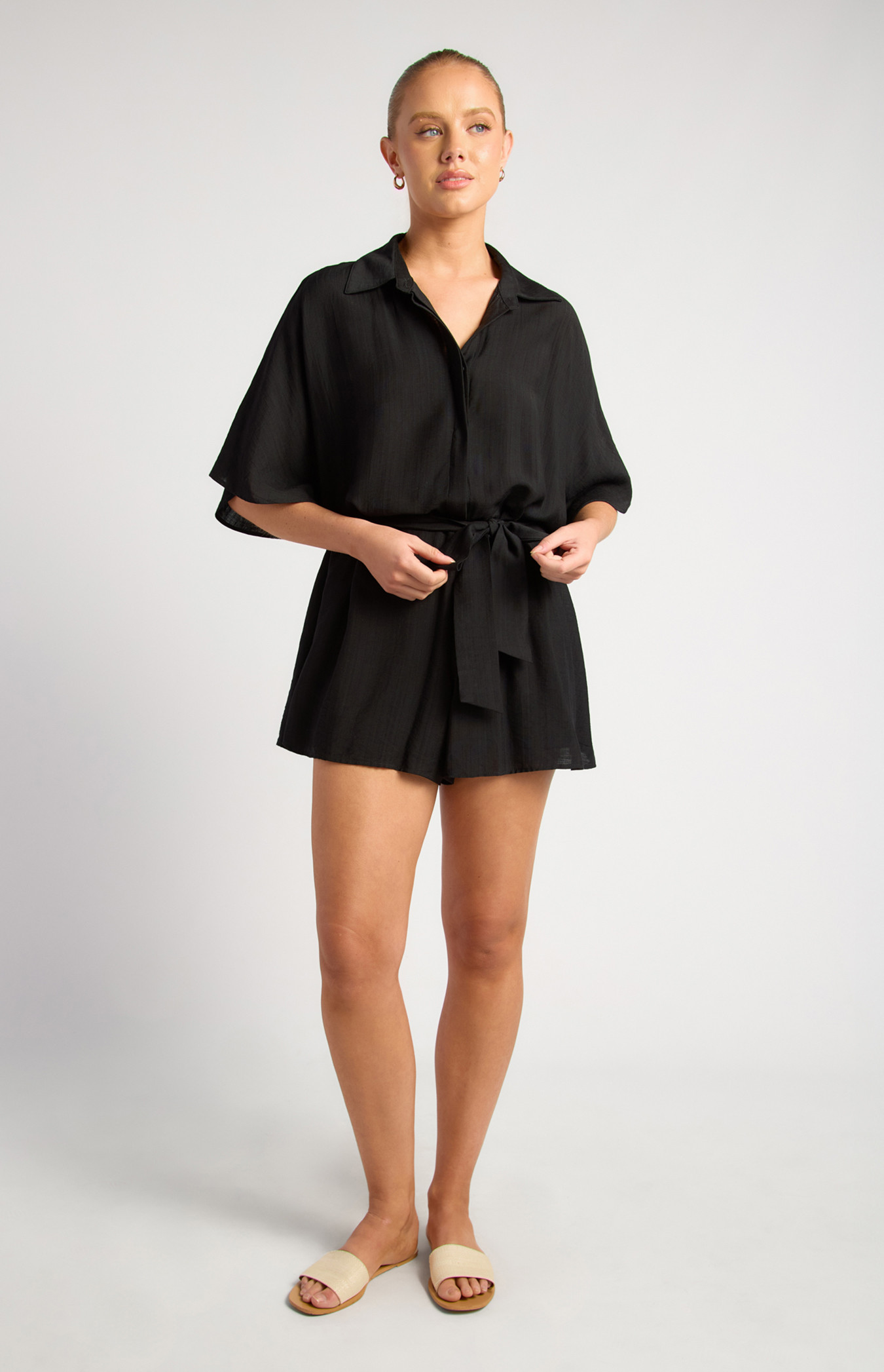 Oversized Playsuit With Tie Belt (WJP263-3B)