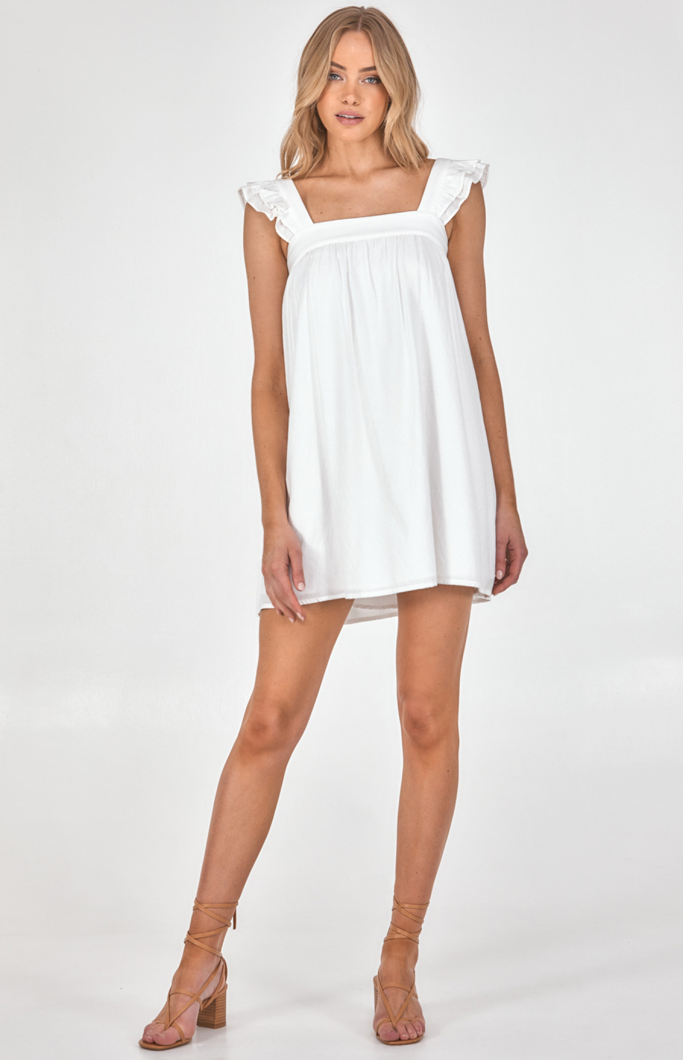 Baby Doll Dress with Ruffle Sleeve Details (SDR1000A) | Style State