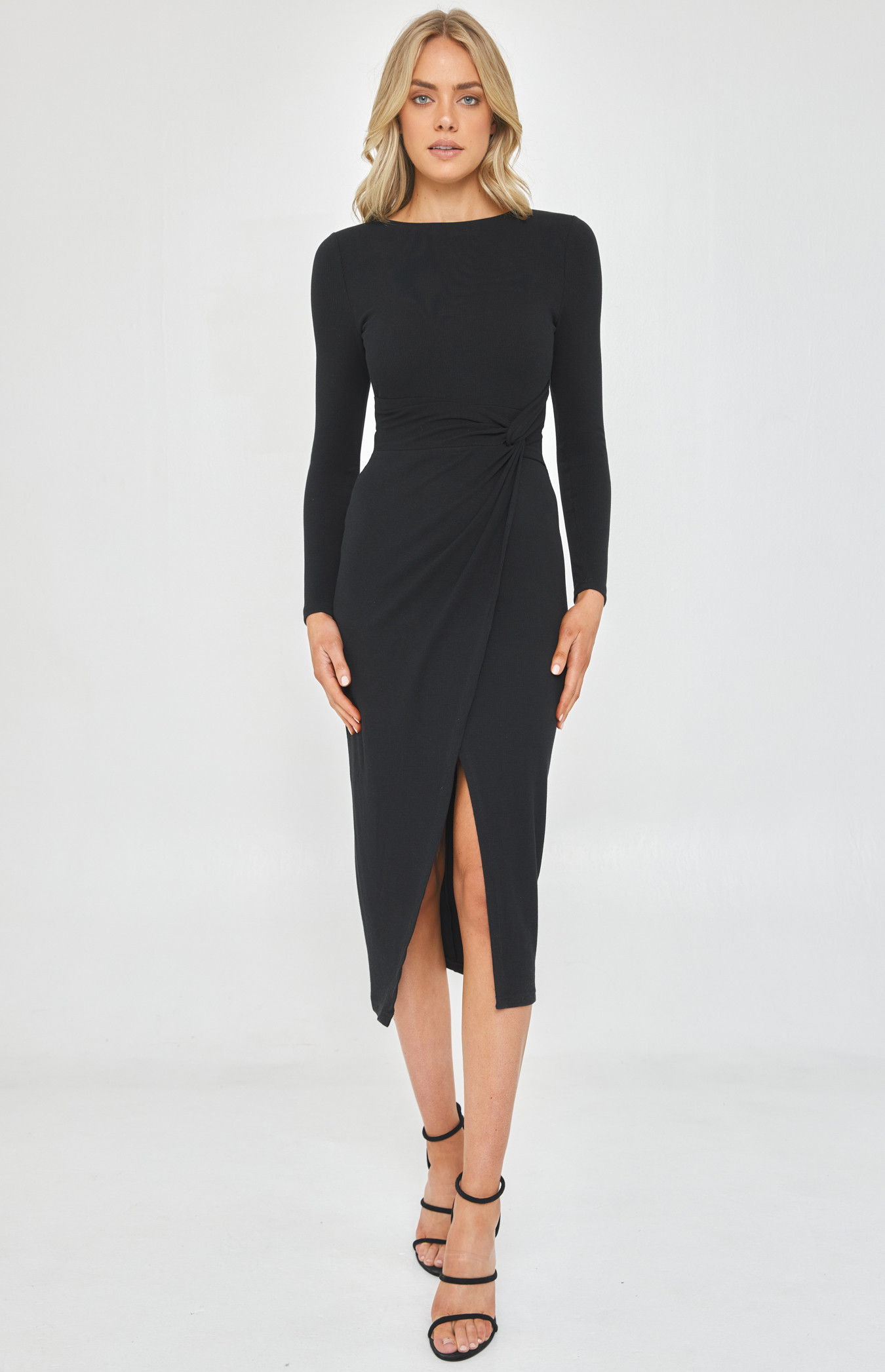 Long Sleeve Dress with Side Knot Detail (SDR1173B)