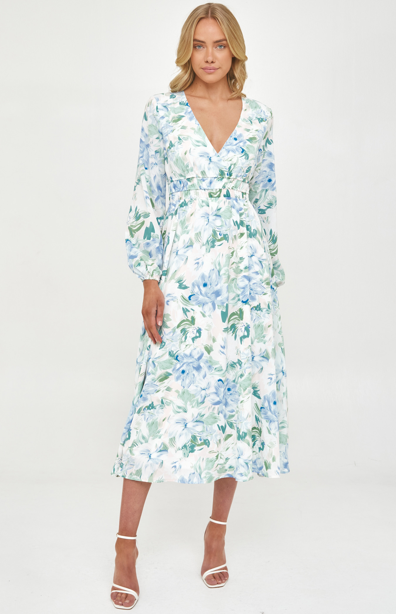 Printed Floral Maxi with Elastic Waist Details (SDR1221B) 