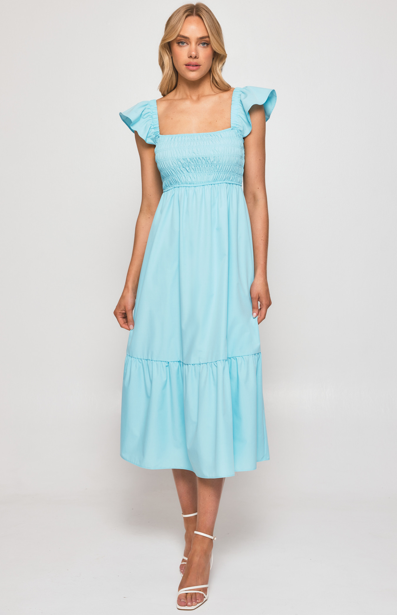 Purple Ruffle Sleeve Midi Dress main image 0