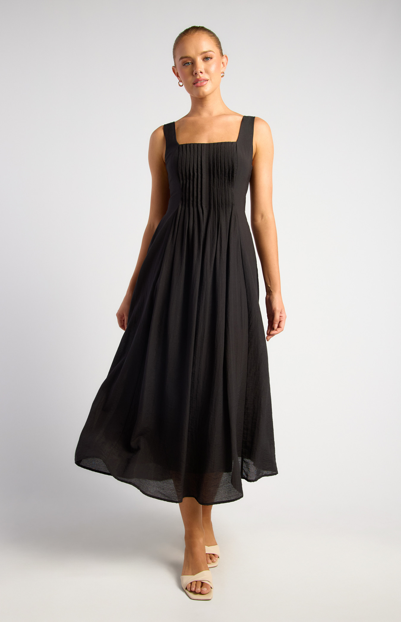 Pleated Bodice Detail Midi Dress (SDR1820A)