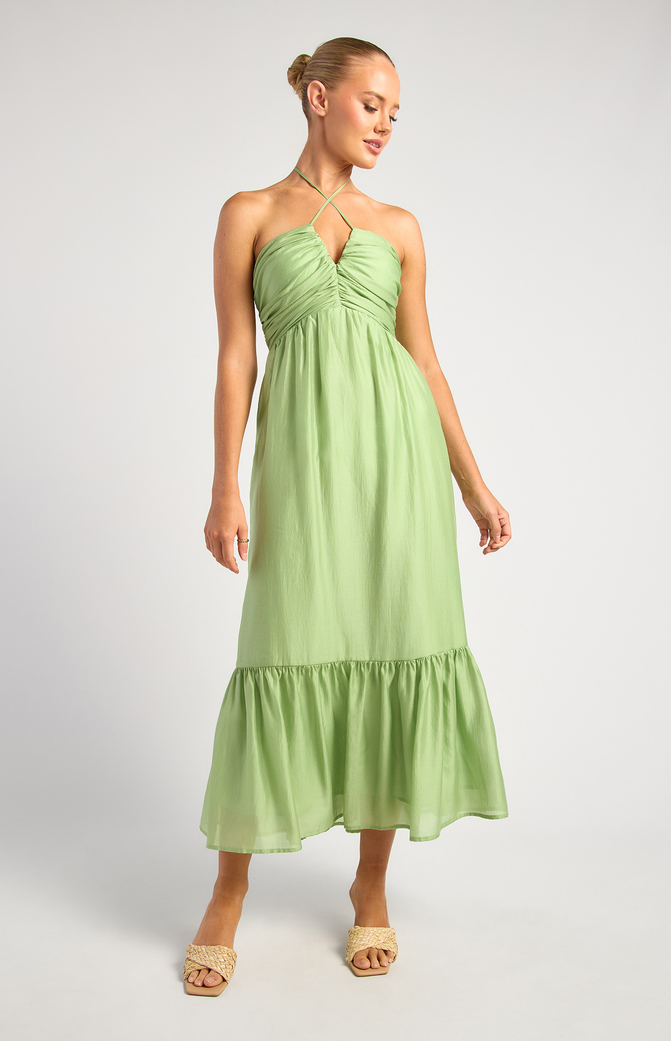 Multiway Halter Neckline Tiered Hem Dress (SDR1889A)