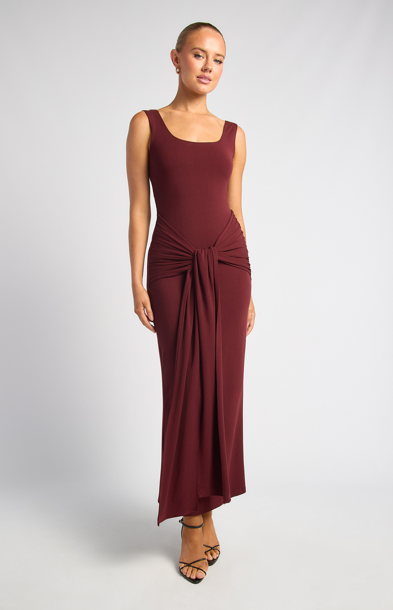 Front Tie Sash Detail Jersey Dress (SDR1911A)