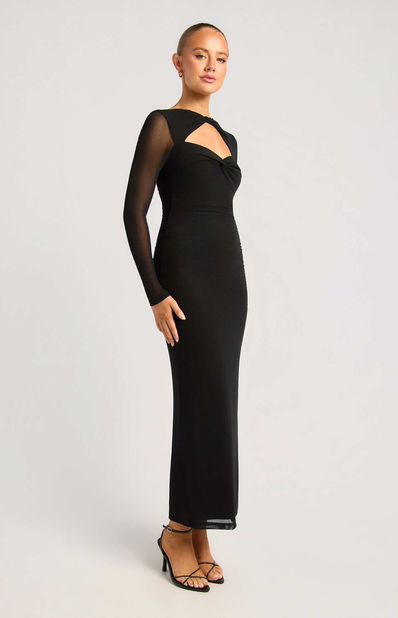 Sweetheart Neckline Twist Detail Mesh Dress (SDR1922A)