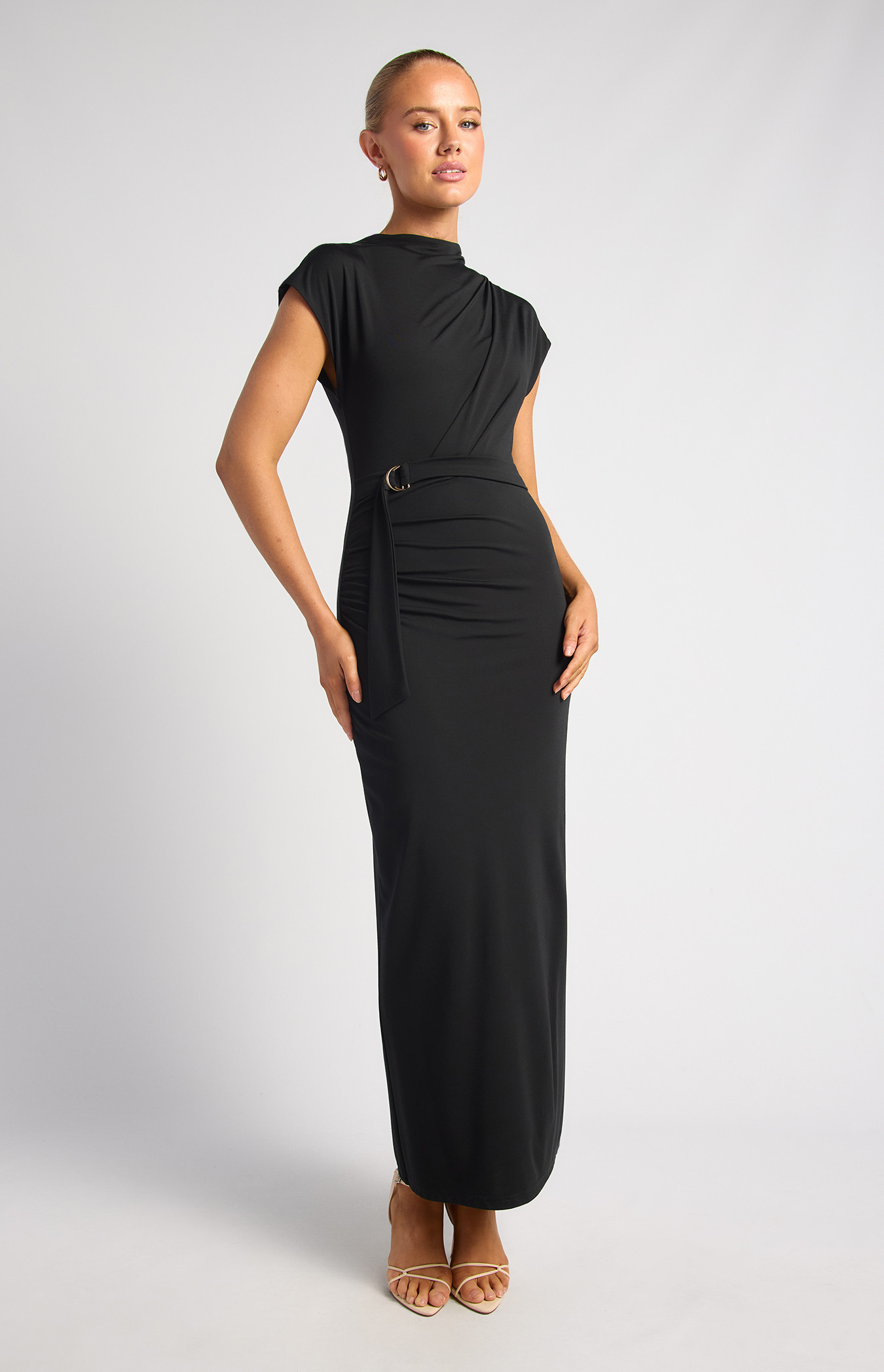 Cap Sleeves With D-Ring Buckle Jersey Dress (SDR1941A)