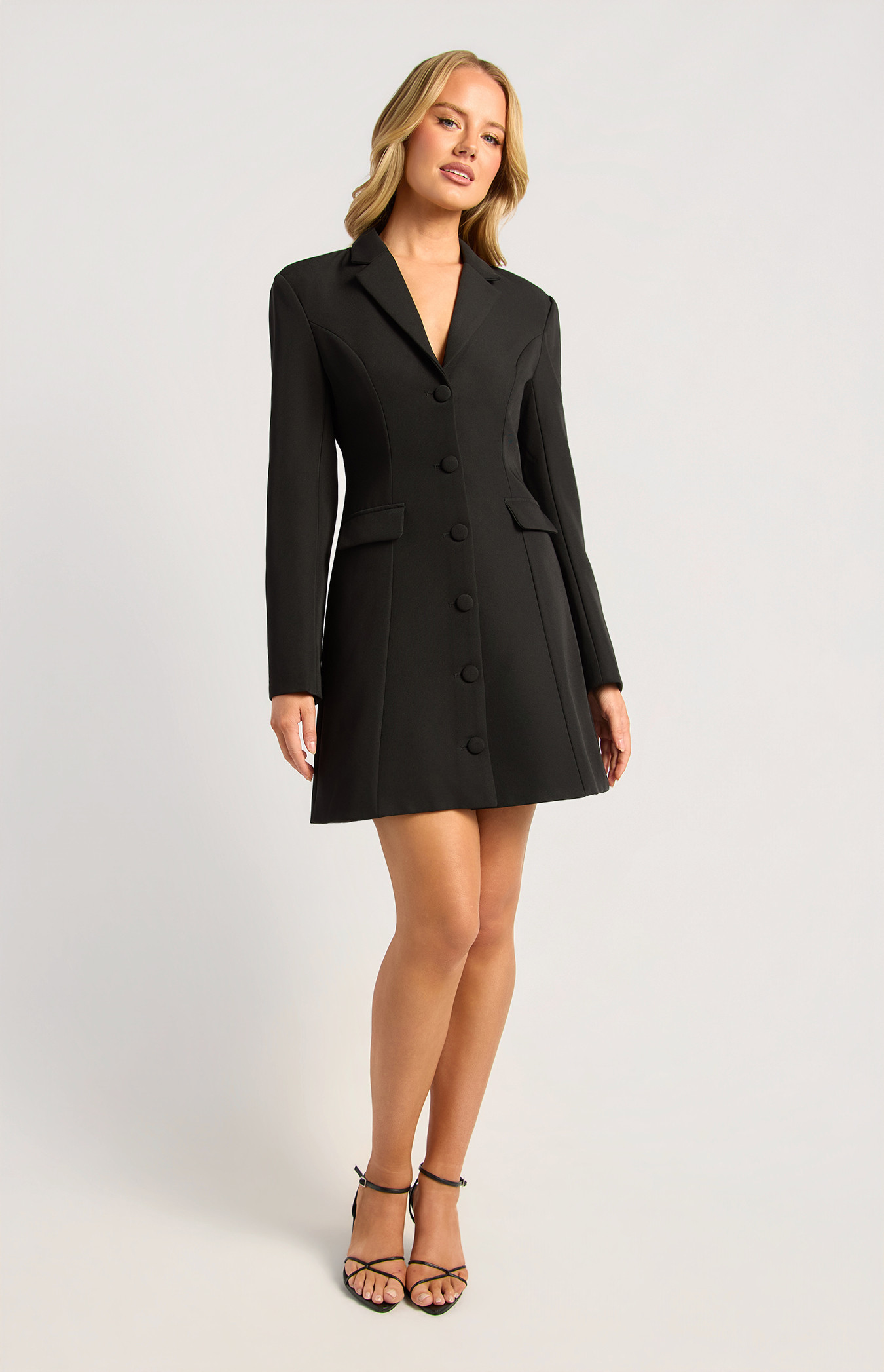 Button Up Collared Detail Blazer Dress (SDR1945A)