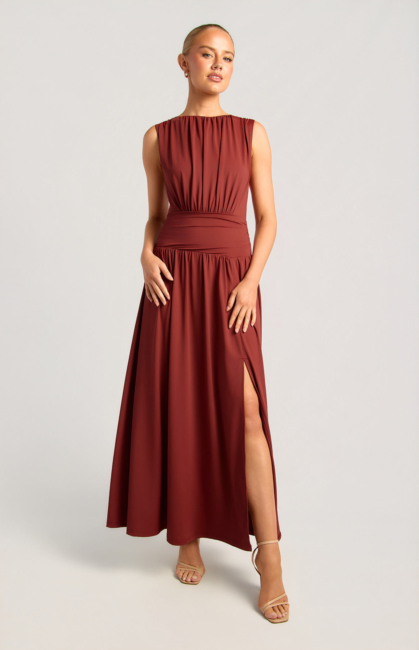 Waist Ruched Detail Jersey Dress (SDR1952A)