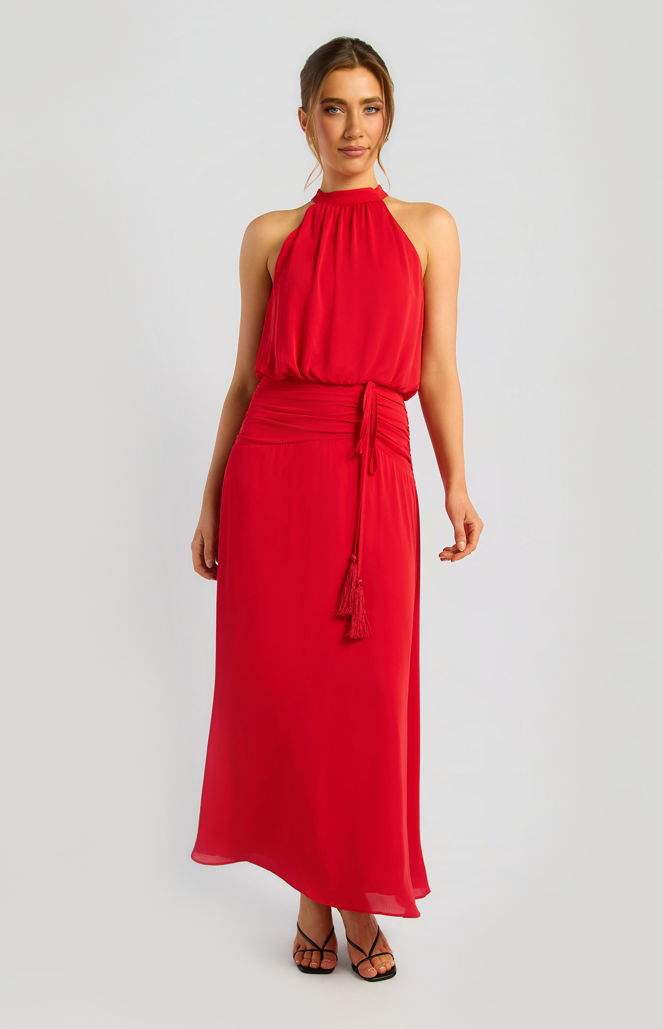 Bubble Waist Tassel Detail Maxi Dress (SDR2017A)