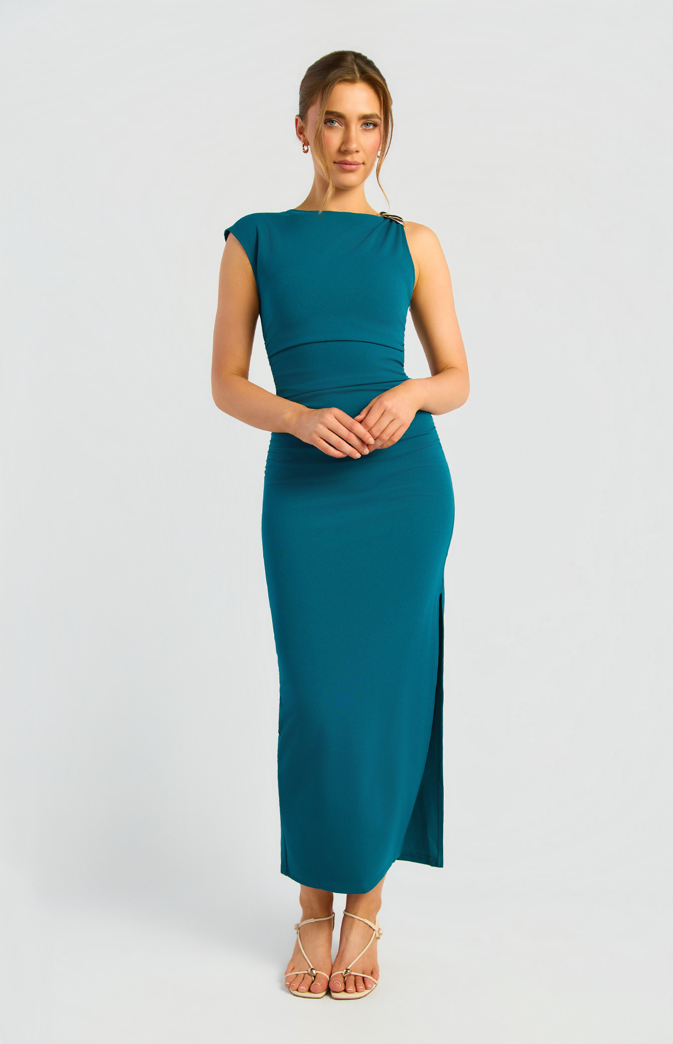 Gold Buckle Detail Jersey Dress (SDR2032B)