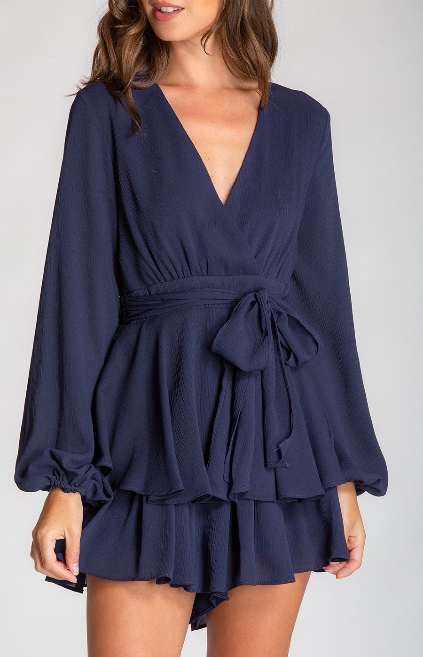 V-neckline Playsuit with Ruffle detail (SJP306-3A)