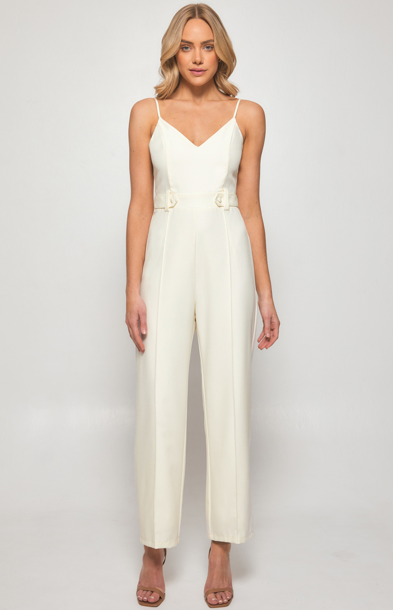 Singlet Strap Jumpsuit with Waist Button Details (SJP570A) | Style State
